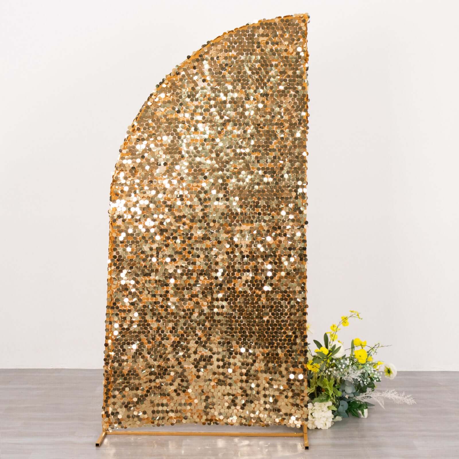 6ft Gold Double Sided Big Payette Sequin Chiara Wedding Arch Cover For Half Moon Backdrop Stand