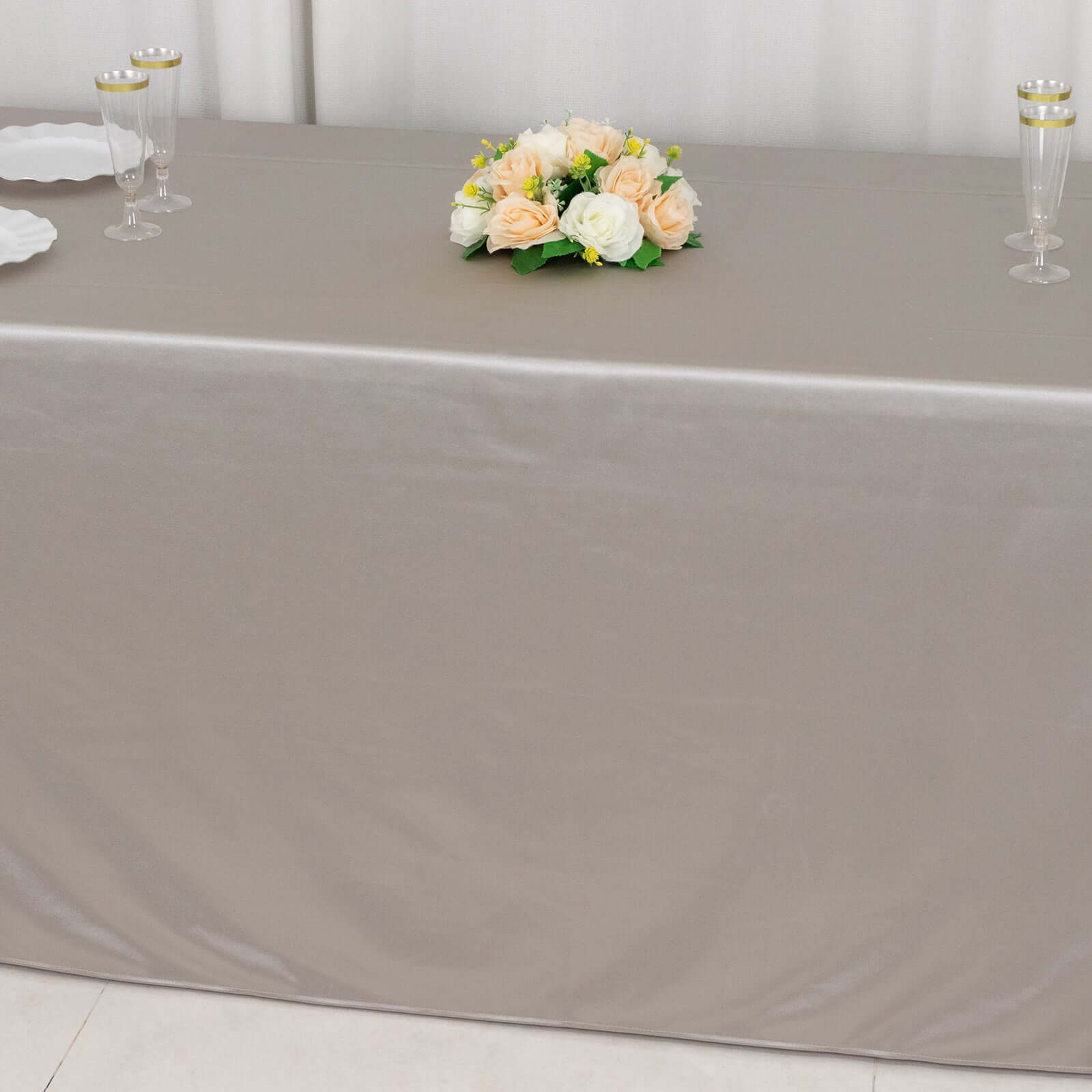 Premium Scuba Rectangular 90x132 Tablecloth Shimmering Silver - Wrinkle Free & Stain Resistant Seamless Table Cover