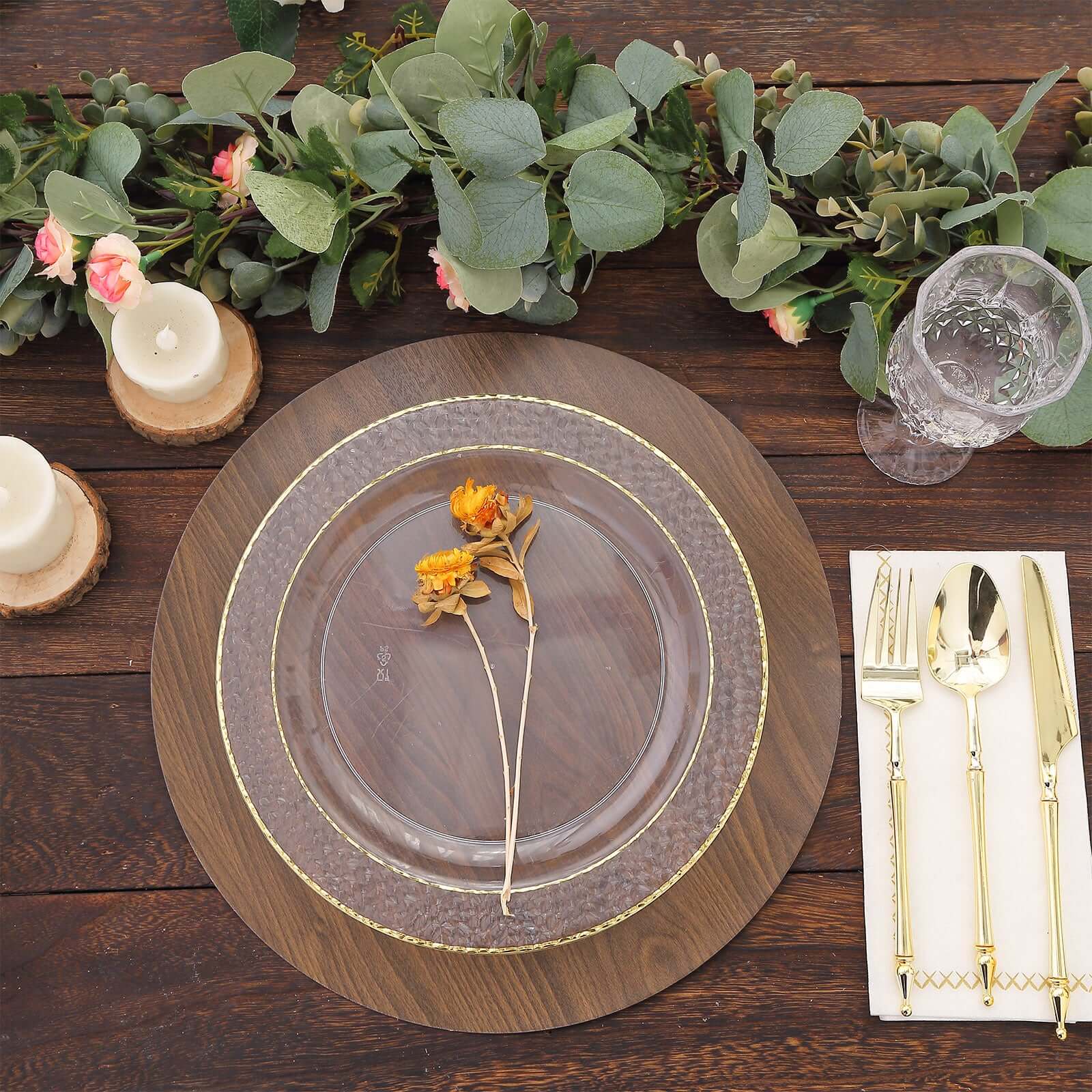 6-Pack Disposable Table Placemats in Brown with Walnut Wood Design - Cardboard Placemats for Rustic & Farmhouse Themes 13