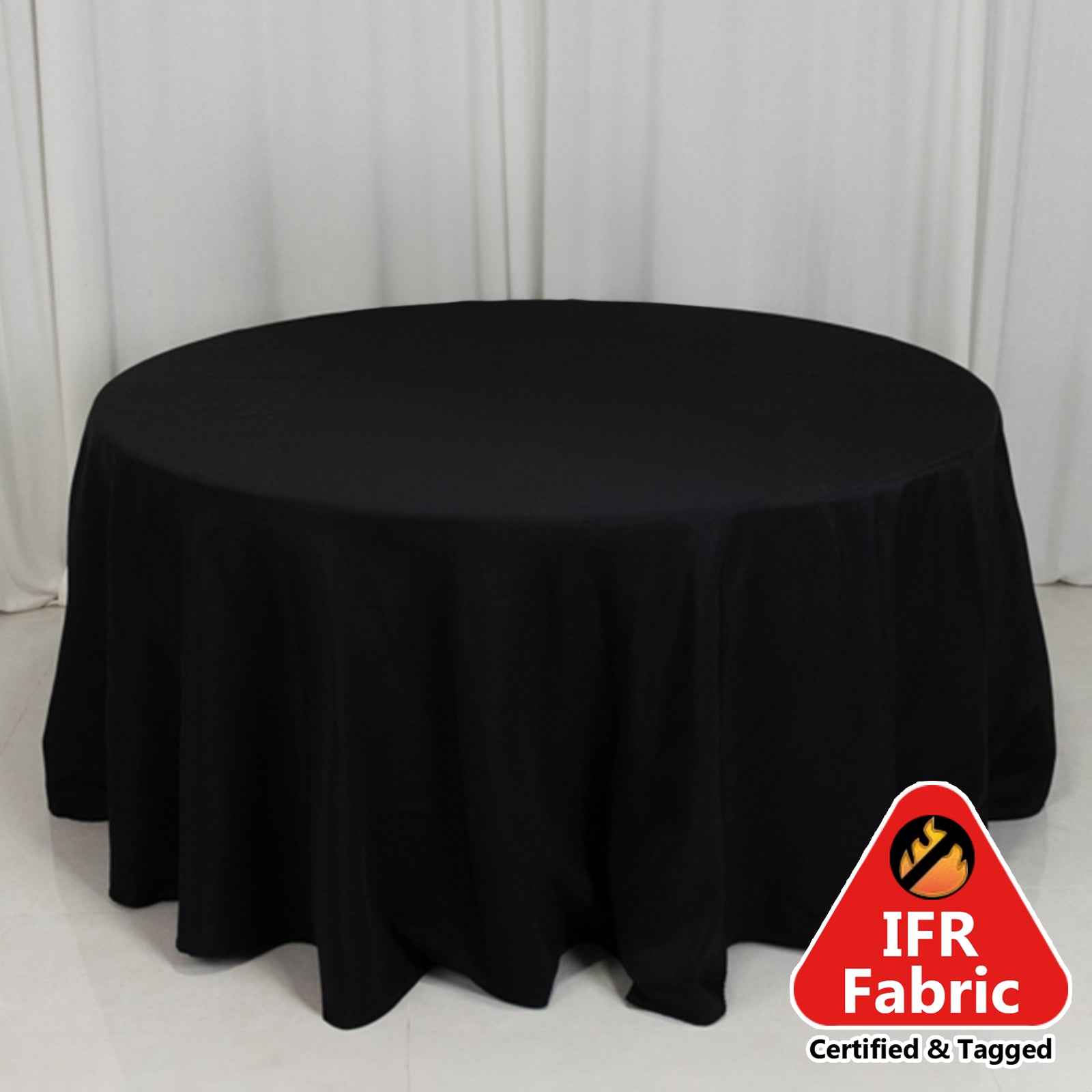 Fire Retardant Premium Polyester 120 Round Tablecloth Black - High-Performance Seamless Table Cover