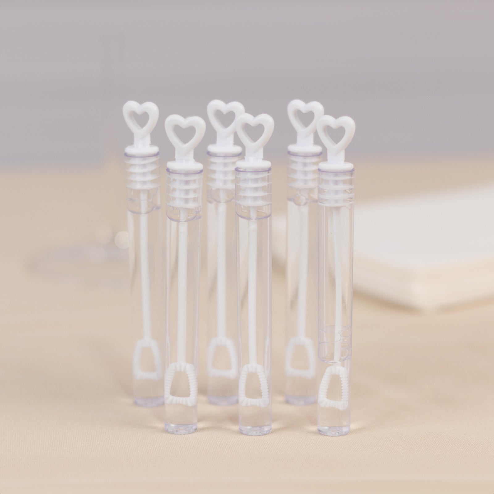 48 Pack 4 White Heart Chemistry Tube Bubbles Bridal Wedding Shower Favor