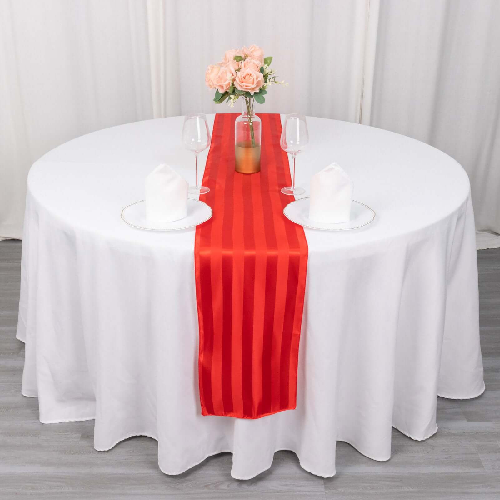 Satin 12x108 Table Runner Red - Stripe Table Decor