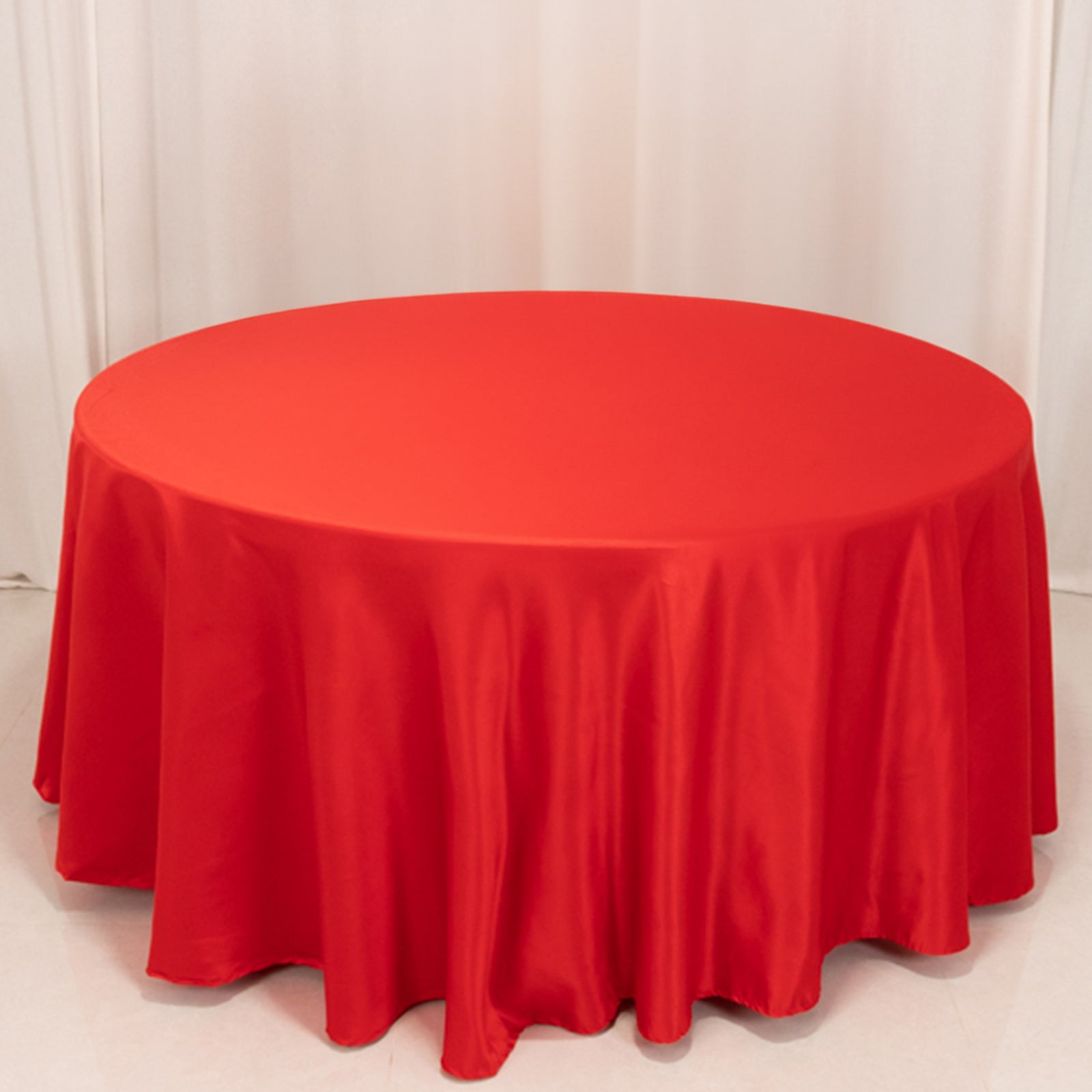 Lamour Satin 120 Round Tablecloth Red - Seamless Table Cover with Soft Tempered Sheen