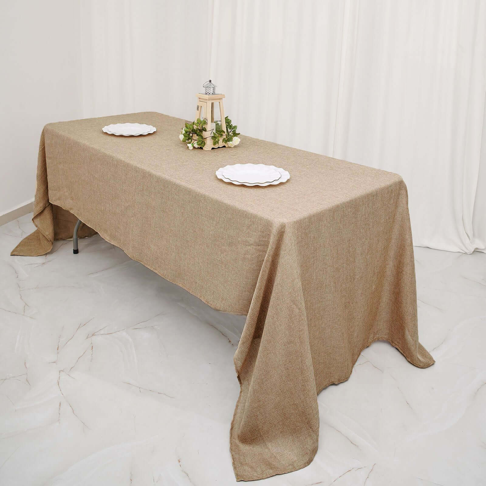 Faux Burlap Jute 60x102 Rectangle Tablecloth Natural - Rustic Event Table Linen