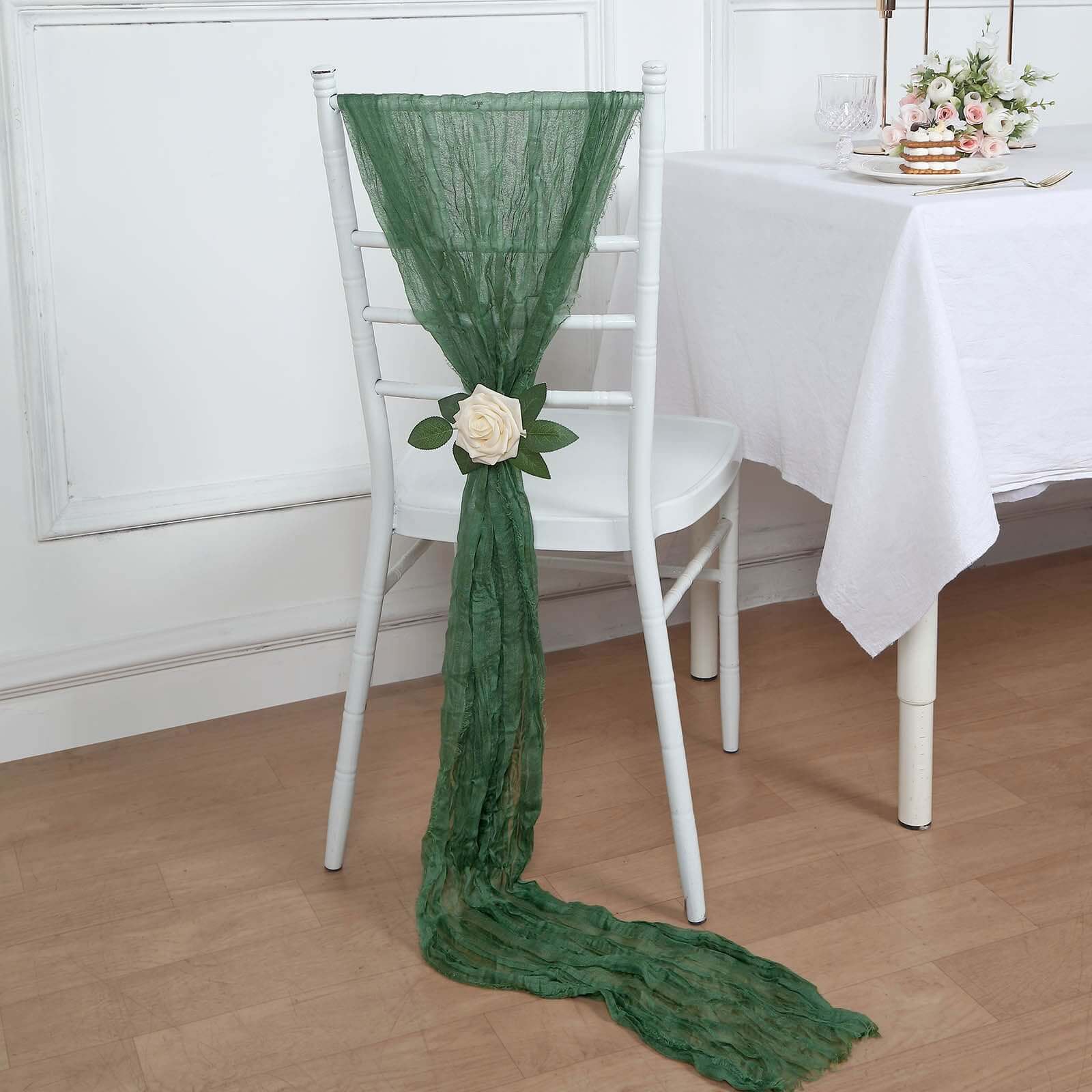 5 Pack Cheesecloth Gauze 16x88 Chair Sashes Olive Green - Boho Chair Decorations