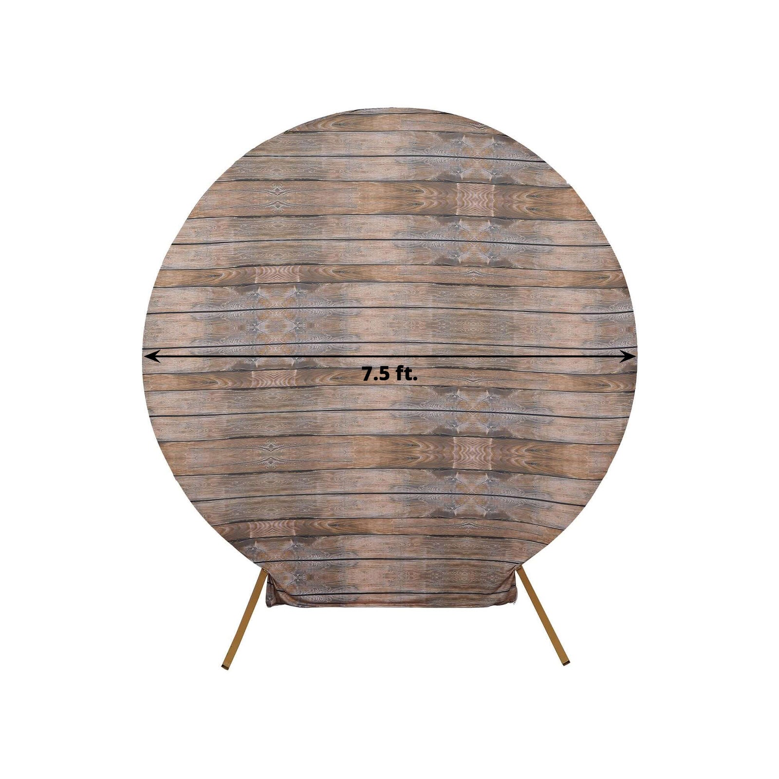 7.5ft Rustic Brown Wood Round Spandex Fit Party Backdrop Stand Cover