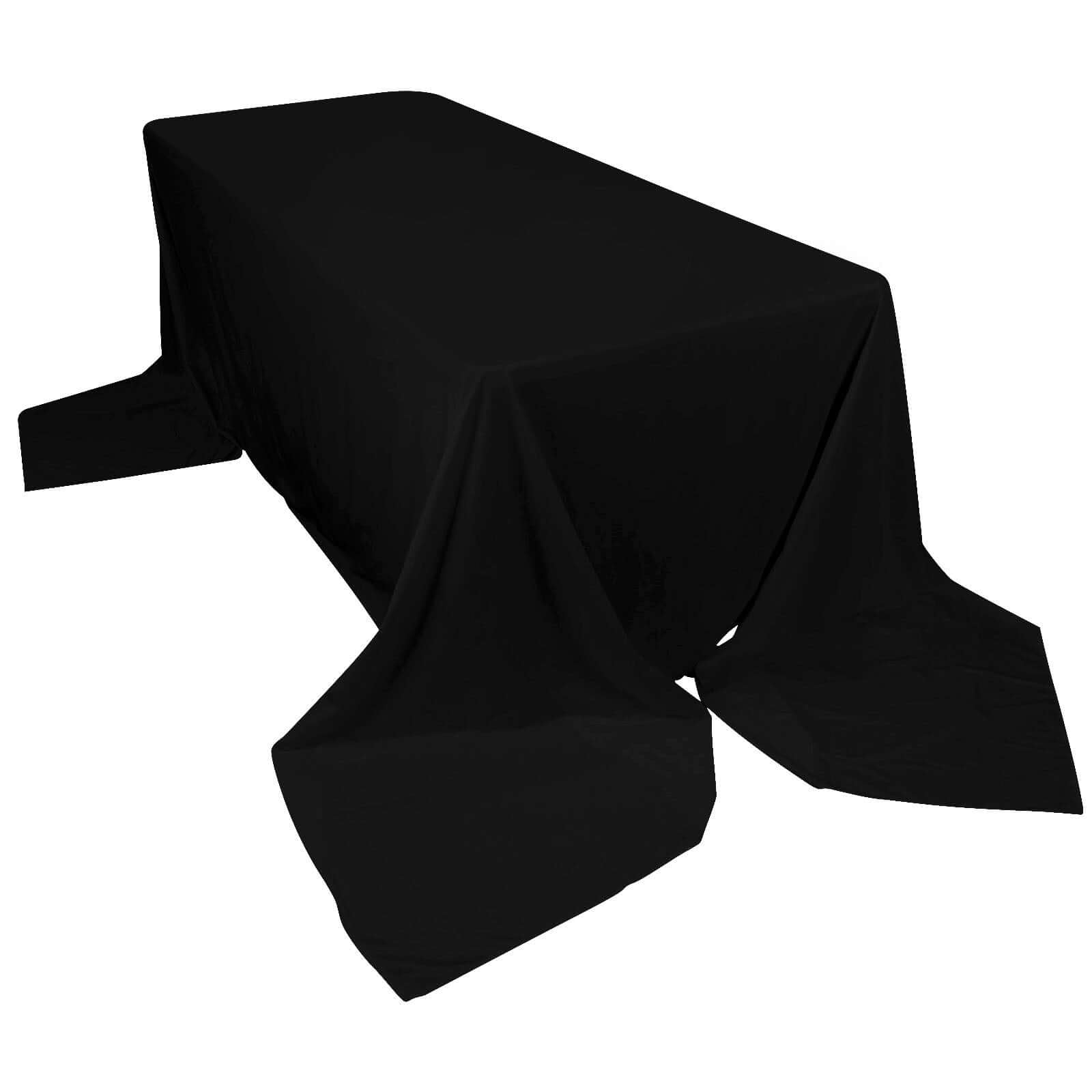 Premium Scuba Rectangular 90x156 Tablecloth Black - Wrinkle Free, Stain Resistant & Seamless Table Cover for Weddings and Parties