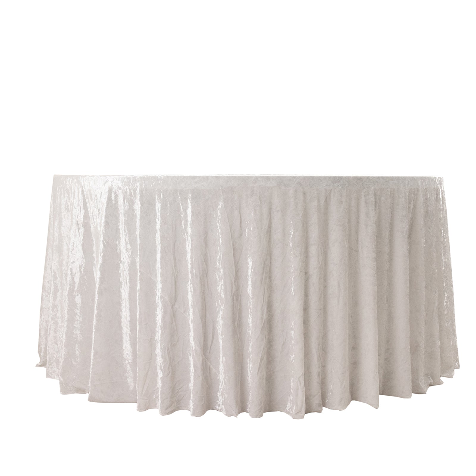 Premium Crushed Velvet 120 Round Tablecloth White - Reusable Soft & Stylish Seamless Table Cover