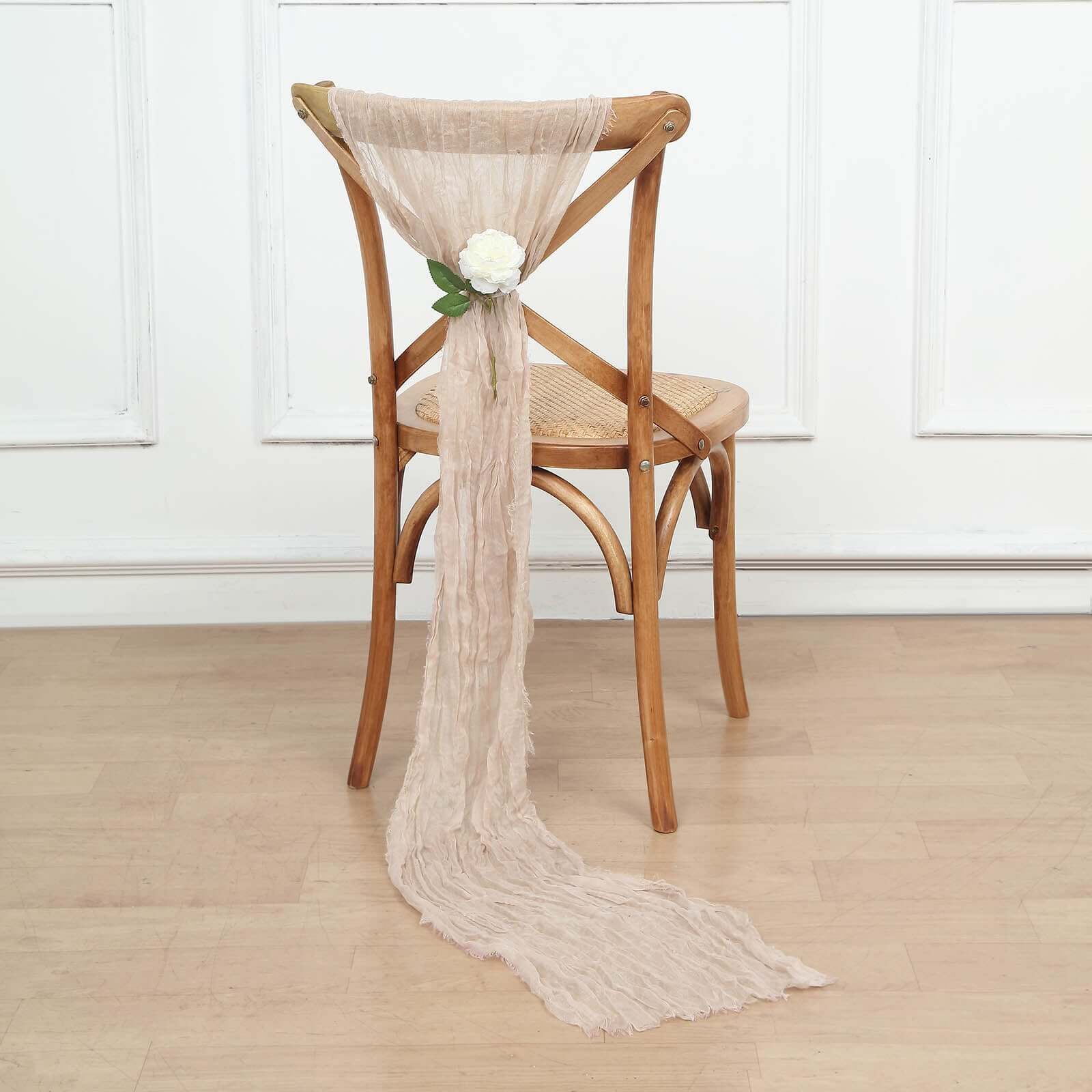 5 Pack Cheesecloth Gauze 16x88 Chair Sashes Nude Beige - Boho Chair Decorations