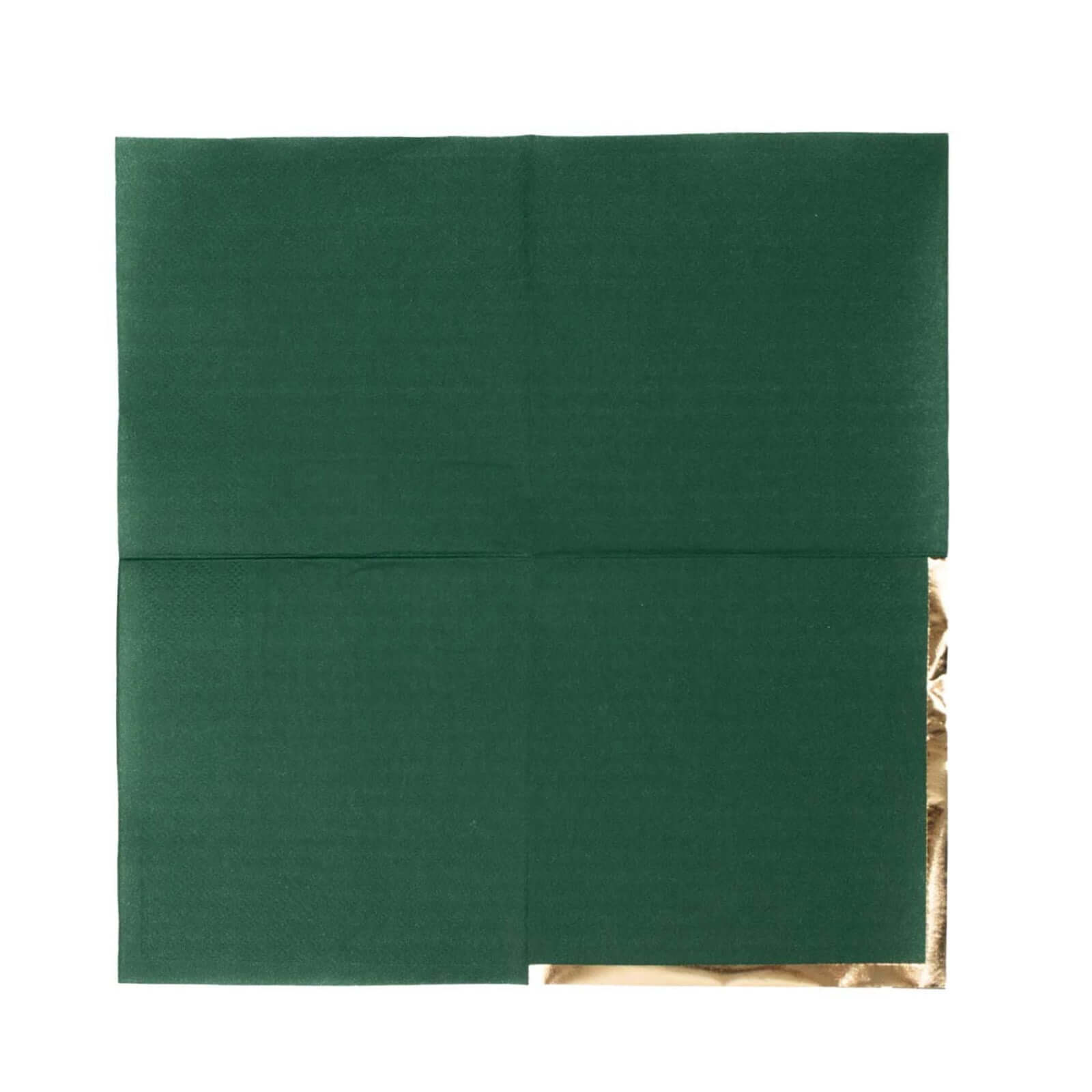 50-Pack Paper Beverage Napkins Hunter Emerald Green with Gold Foil Edge - 2 Ply Disposable Soft 18GSM Cocktail Napkins 5x5