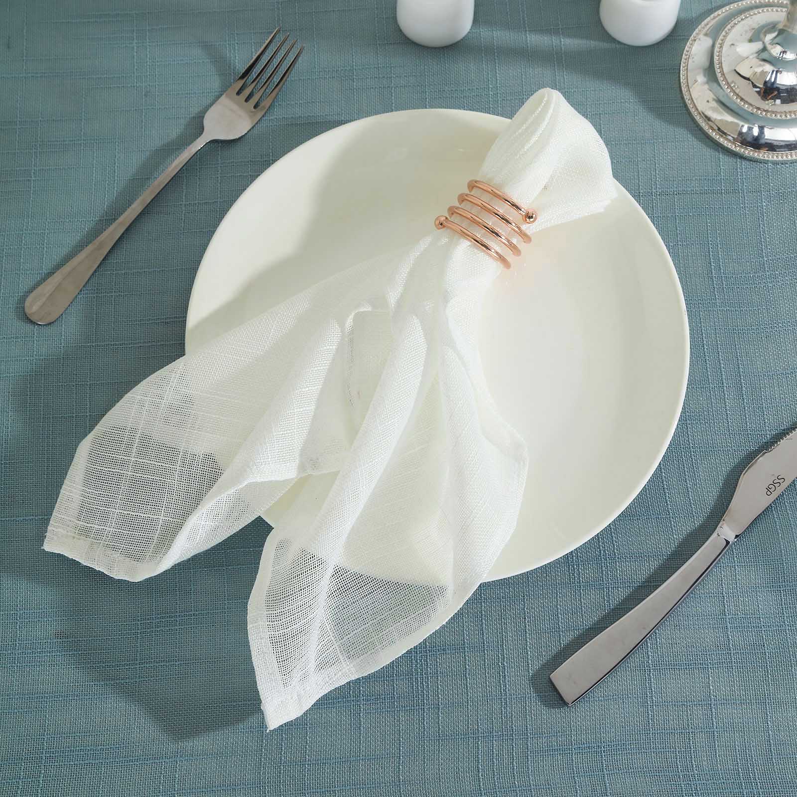 5 Pack Faux Linen 20x20 Napkins White - Slubby Textured & Wrinkle Resistant Cloth Napkins for Rustic Boho Tablescapes