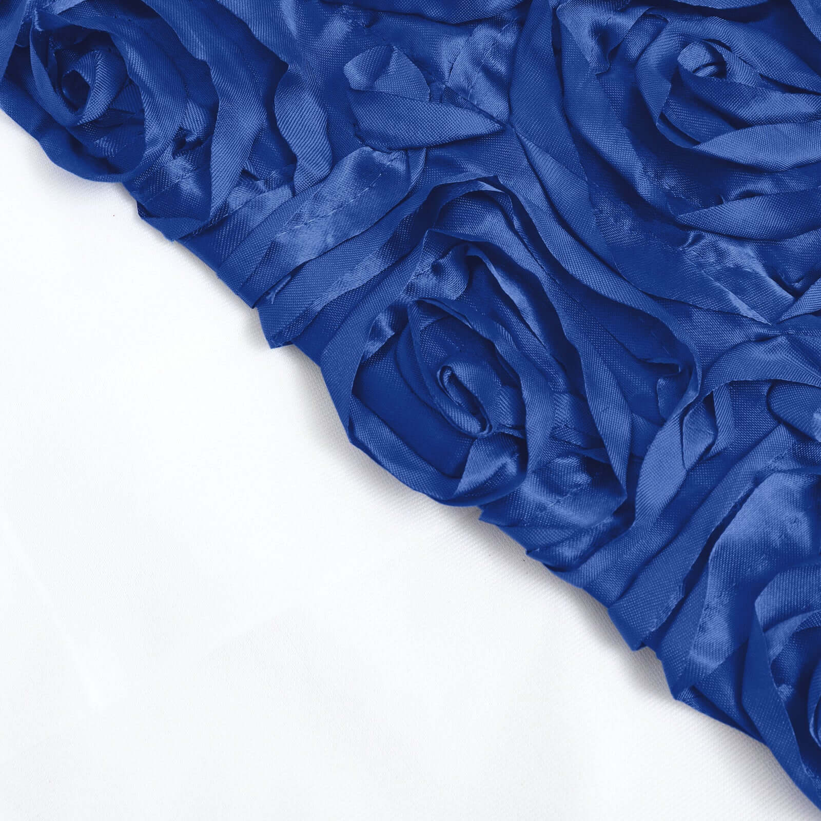 8ftx8ft Royal Blue Satin Rosette Event Curtain Drapes, Backdrop Event Panel