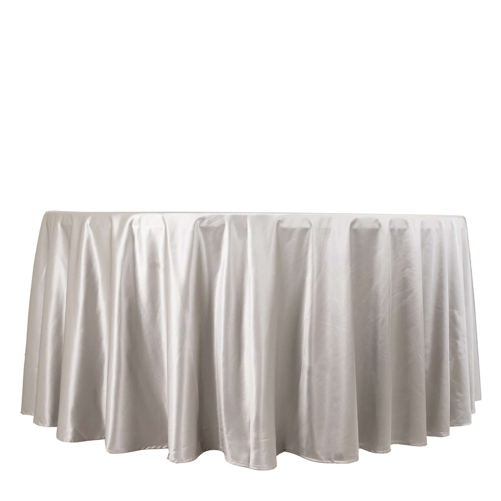 Premium Scuba Round 120 Tablecloth Shimmering Silver - Wrinkle Free, Stain Resistant & Seamless Table Cover