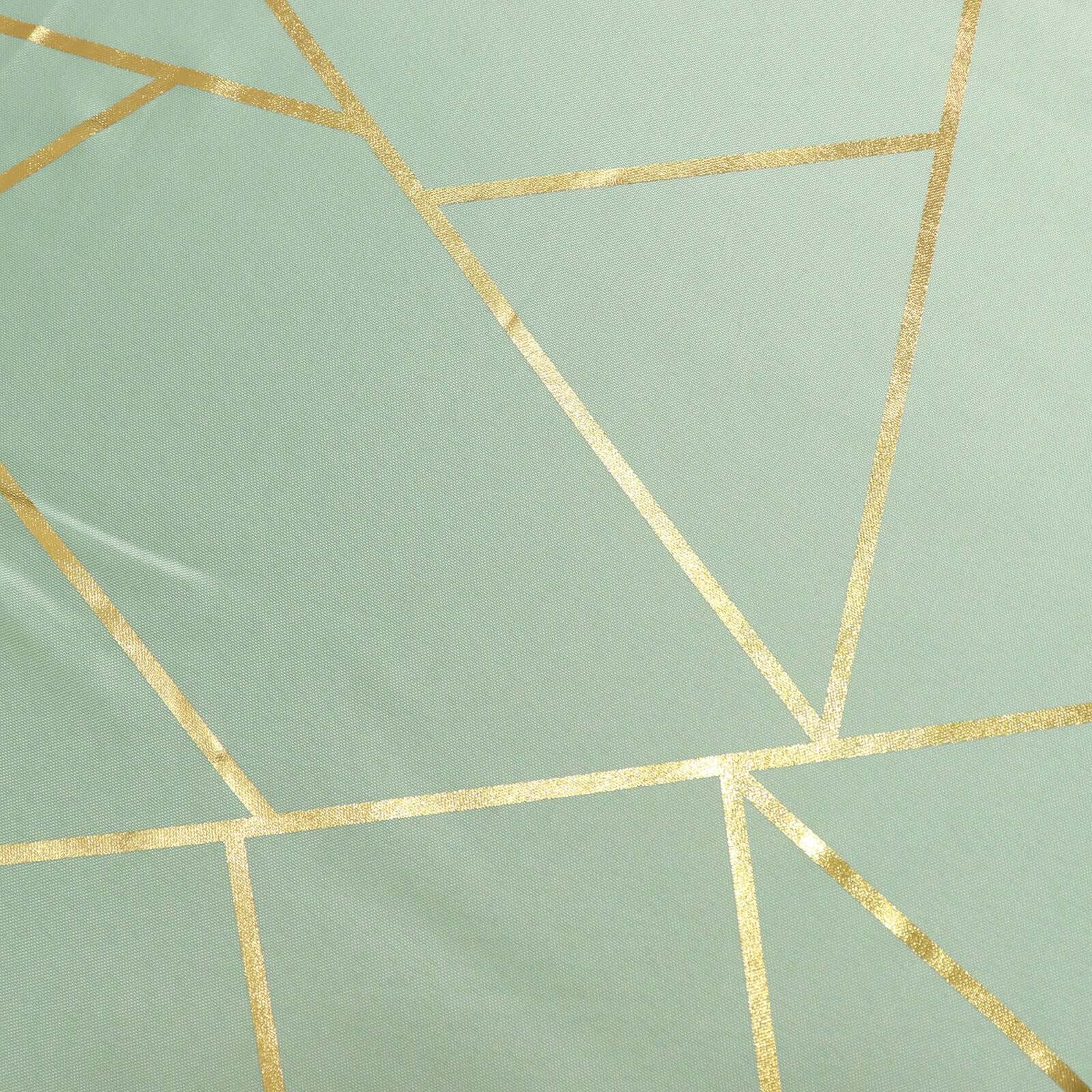 Polyester 90x132 Rectangle Tablecloth Sage Green with Gold Foil Geometric Pattern - Wrinkle-Resistant Seamless Table Cover