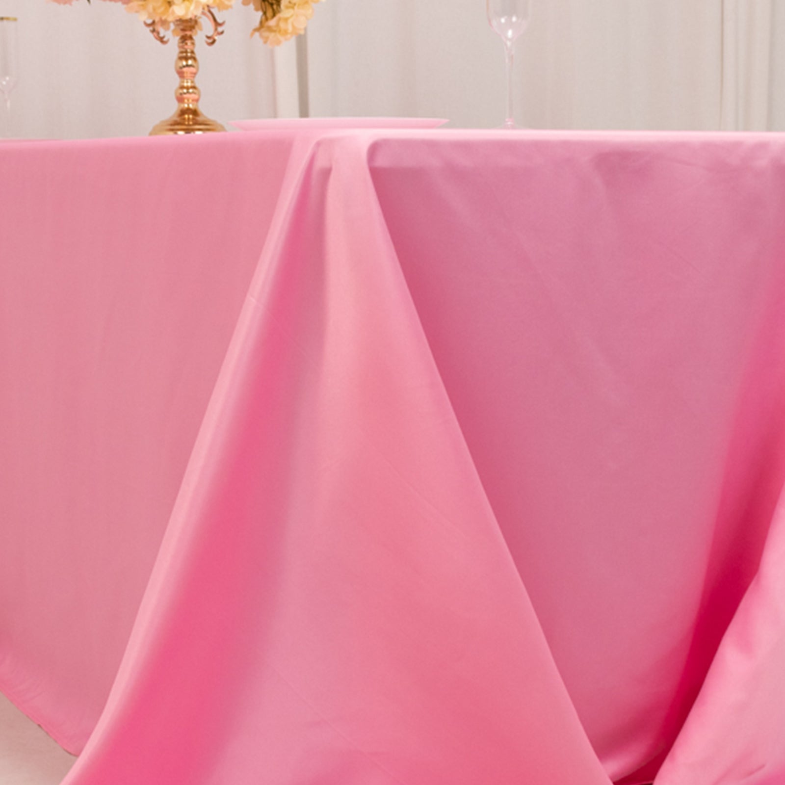 Lamour Satin 90x132 Rectangle Tablecloth Pink - Soft & Silk-Like Seamless Table Cover