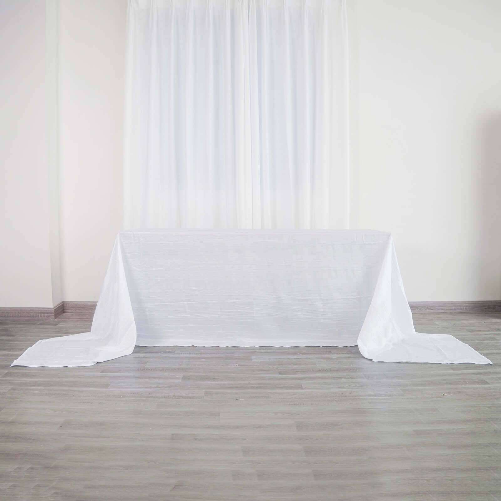 Taffeta 90x156 Rectangle Tablecloth White - Seamless Accordion Crinkle Design for Stylish Celebrations