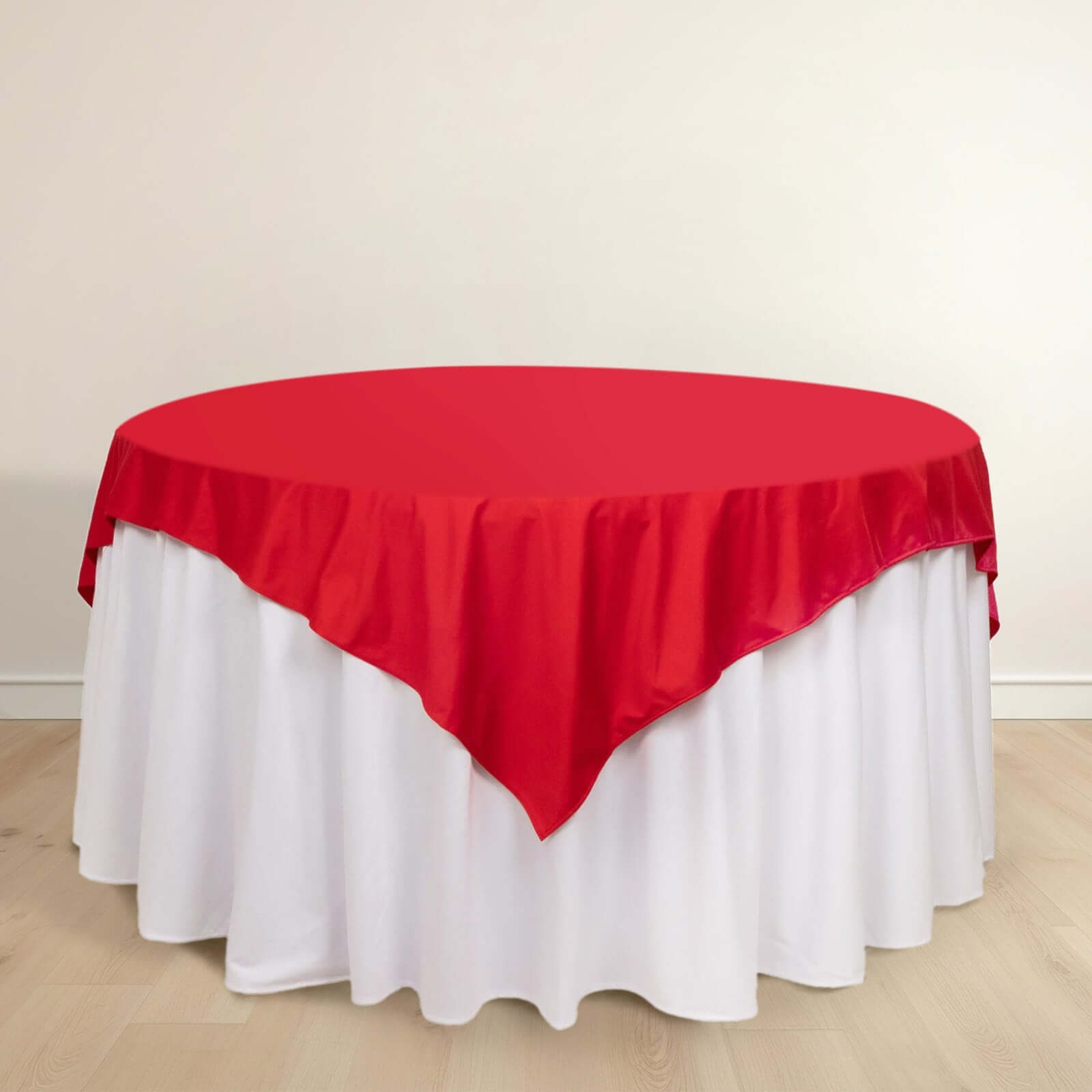 Premium Scuba 70x70 Table Overlay Square Tablecloth Red - Wrinkle Free & Stain Resistant Table Cover