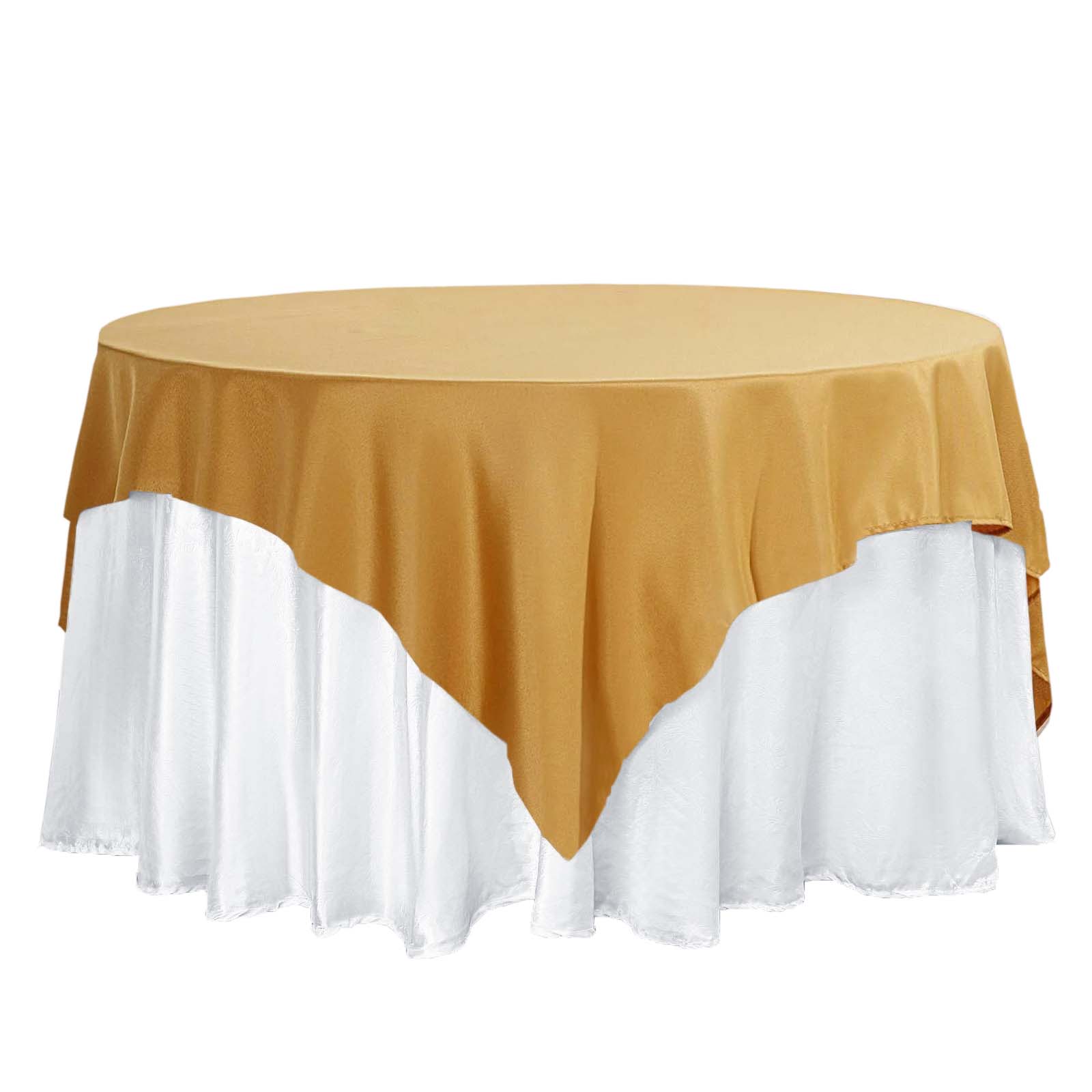 Polyester 70x70 Table Overlay Square Tablecloth Gold - Wrinkle-Resistant & Durable Table Cover