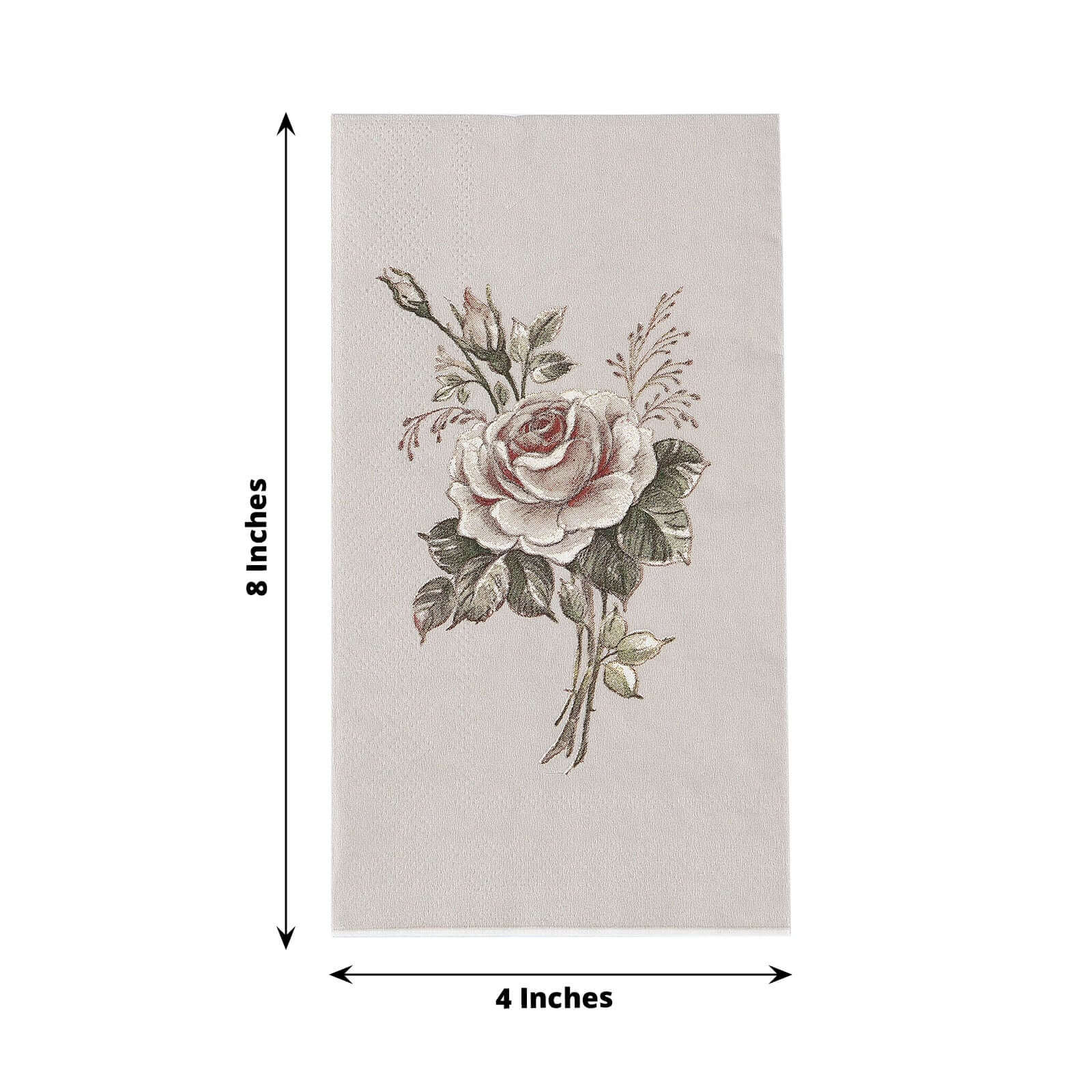 20-Pack Paper Dinner Napkins Ivory with Vintage Pink Rose Print 2 Ply - Stylish Boho Napkins for Events