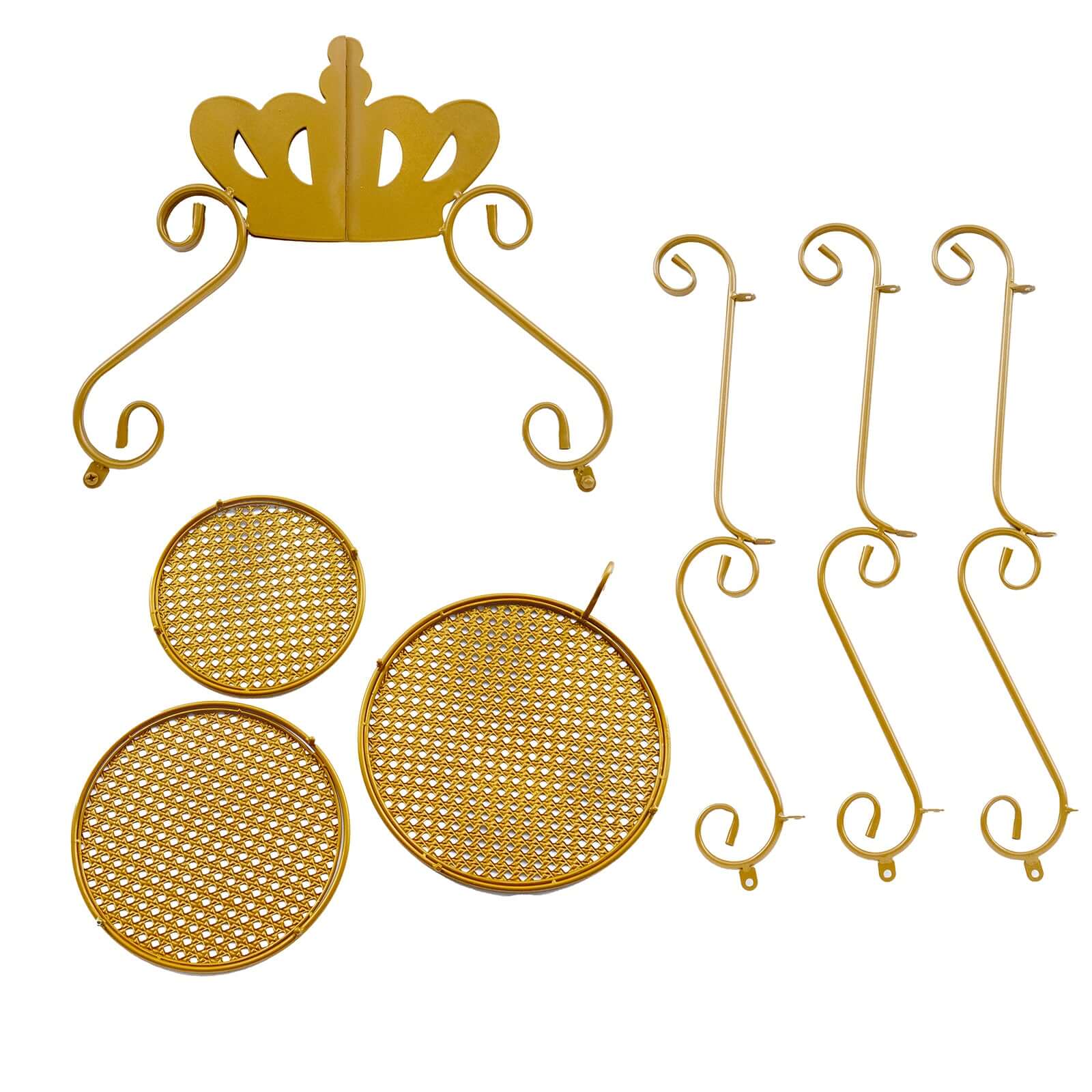 3 Tier Metal Round Cake Stand 32 Gold with Crown Top - Easy To Assemble Cupcake Holder Dessert Display Stand for Sophisticated Tea Parties Buffet Tables & Special Occasions