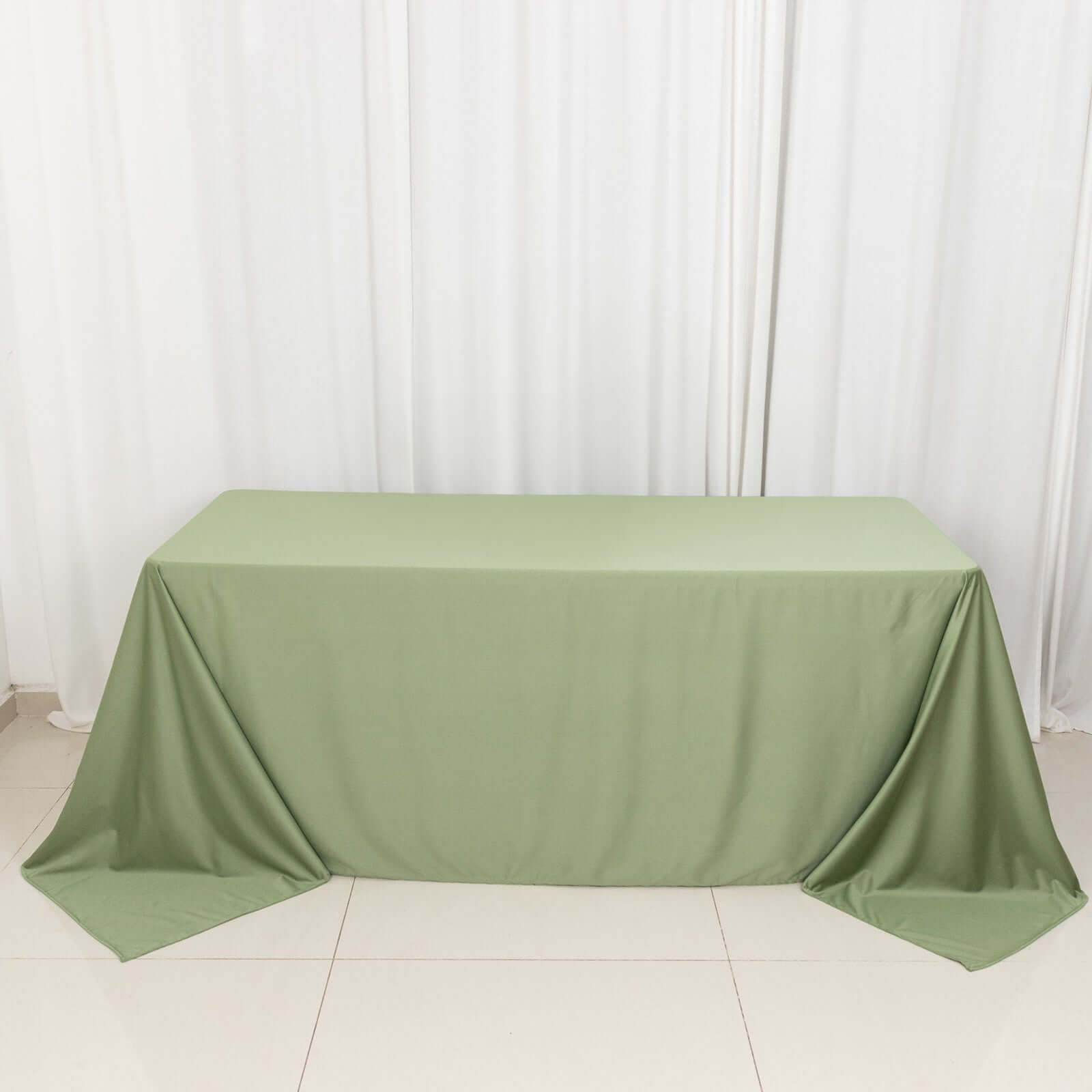 Premium Scuba Rectangular 90x132 Tablecloth Dusty Sage Green - Wrinkle Free, Stain Resistant & Seamless Table Cover