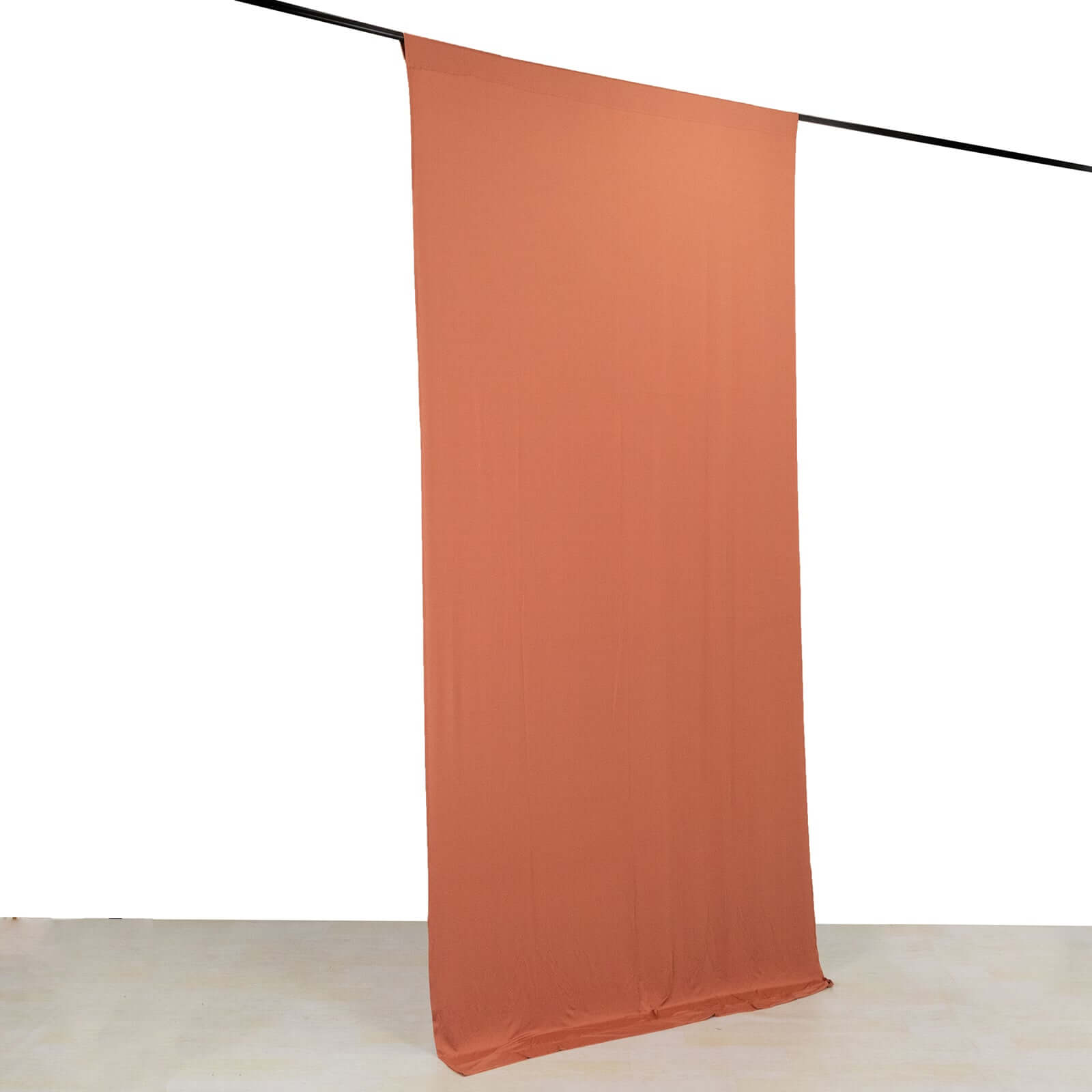 Terracotta (Rust) 4-Way Stretch Spandex Event Curtain Drapes, Wrinkle Free Backdrop Event Panel with Rod Pockets - 5ftx10ft