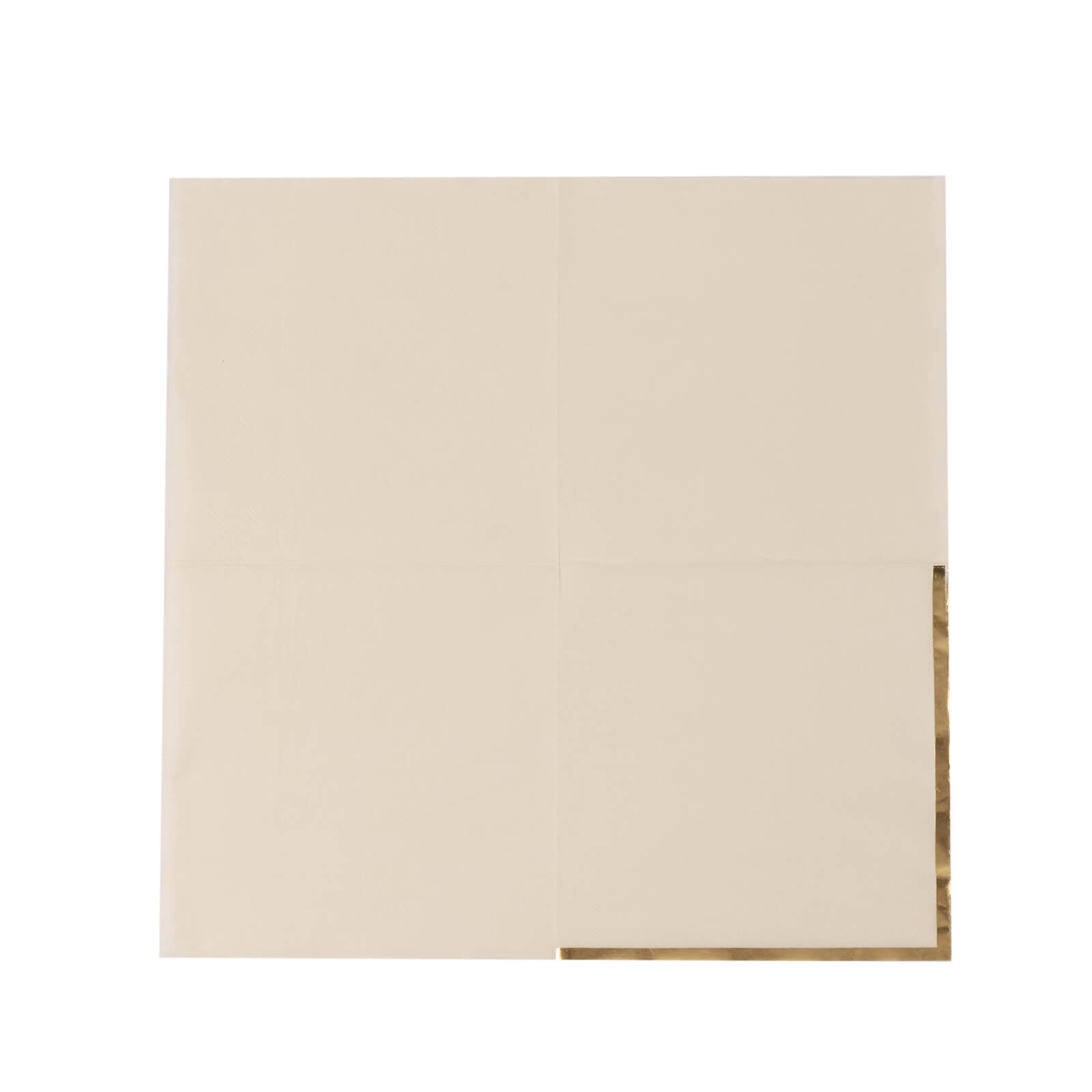 50-Pack Paper Beverage Napkins with Gold Foil Edge Ivory - Disposable 2 Ply Cocktail Napkins for Events 6.5x6.5