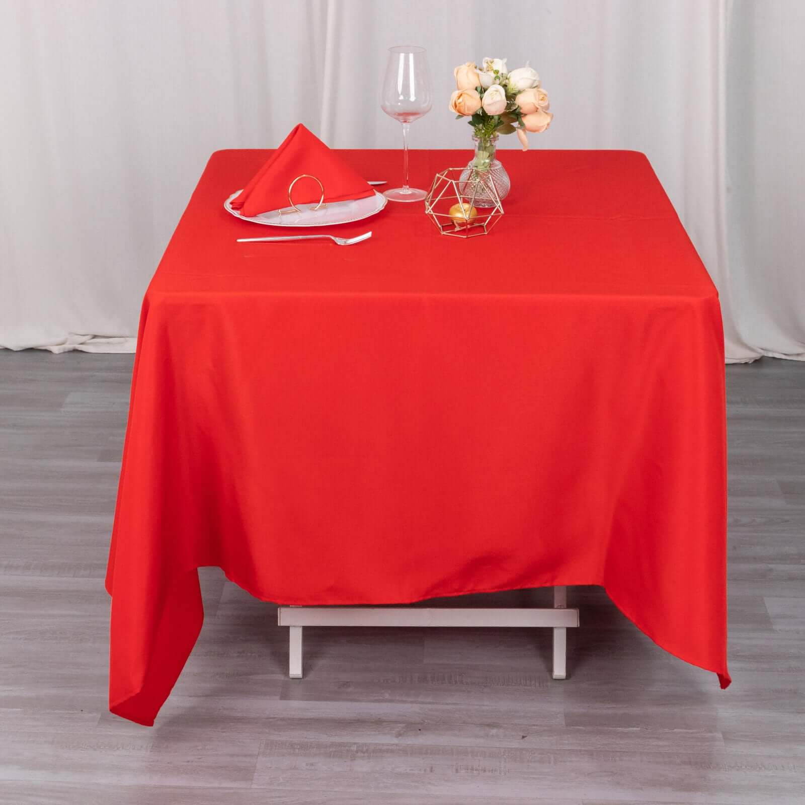 Premium Polyester Square Tablecloth 70x70 Red 220GSM Wrinkle-Resistant Table Cover