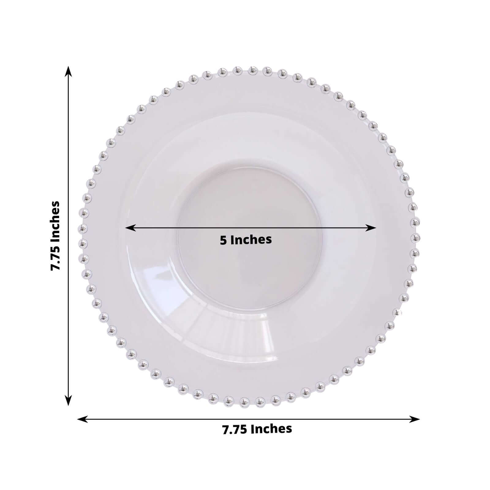 10-Pack Plastic Dessert Salad Bowls Clear Round Design with Silver Beaded Rim - Disposable Soup Bowls 12oz