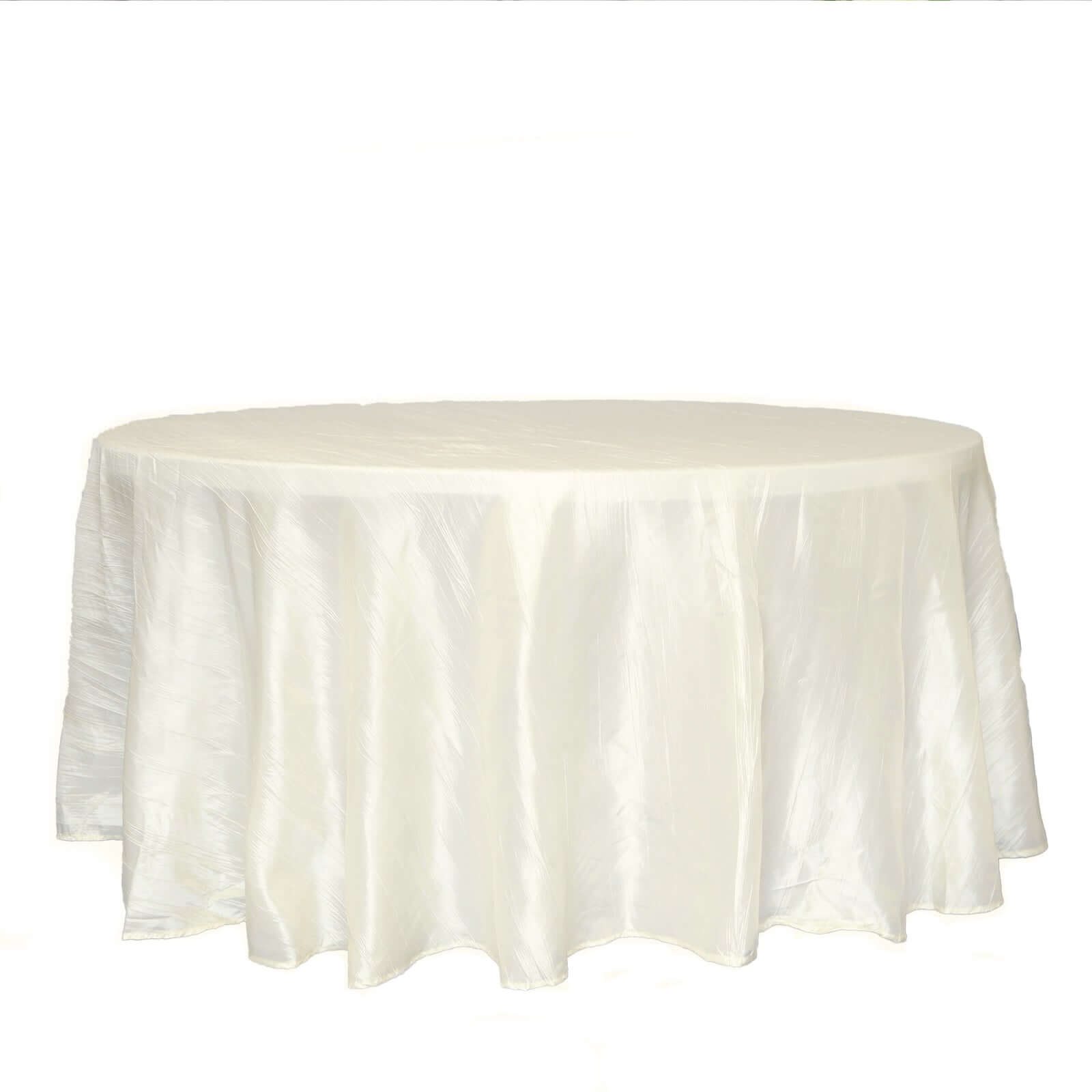 Taffeta 120 Round Tablecloth Ivory - Seamless Accordion Crinkle Table Cover