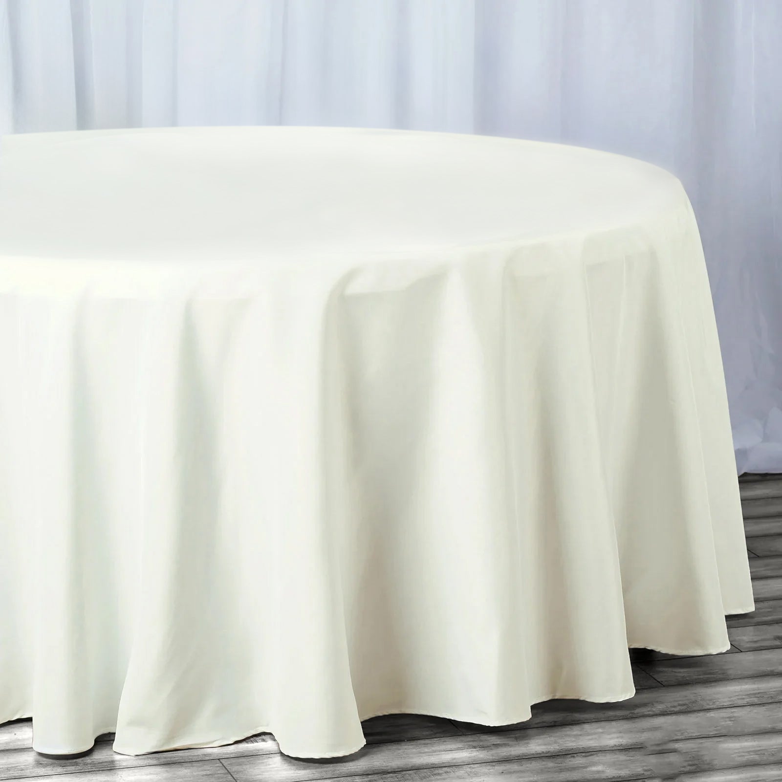 Fire Retardant Premium Polyester 132 Round Tablecloth Ivory - High-Performance Seamless Table Cover