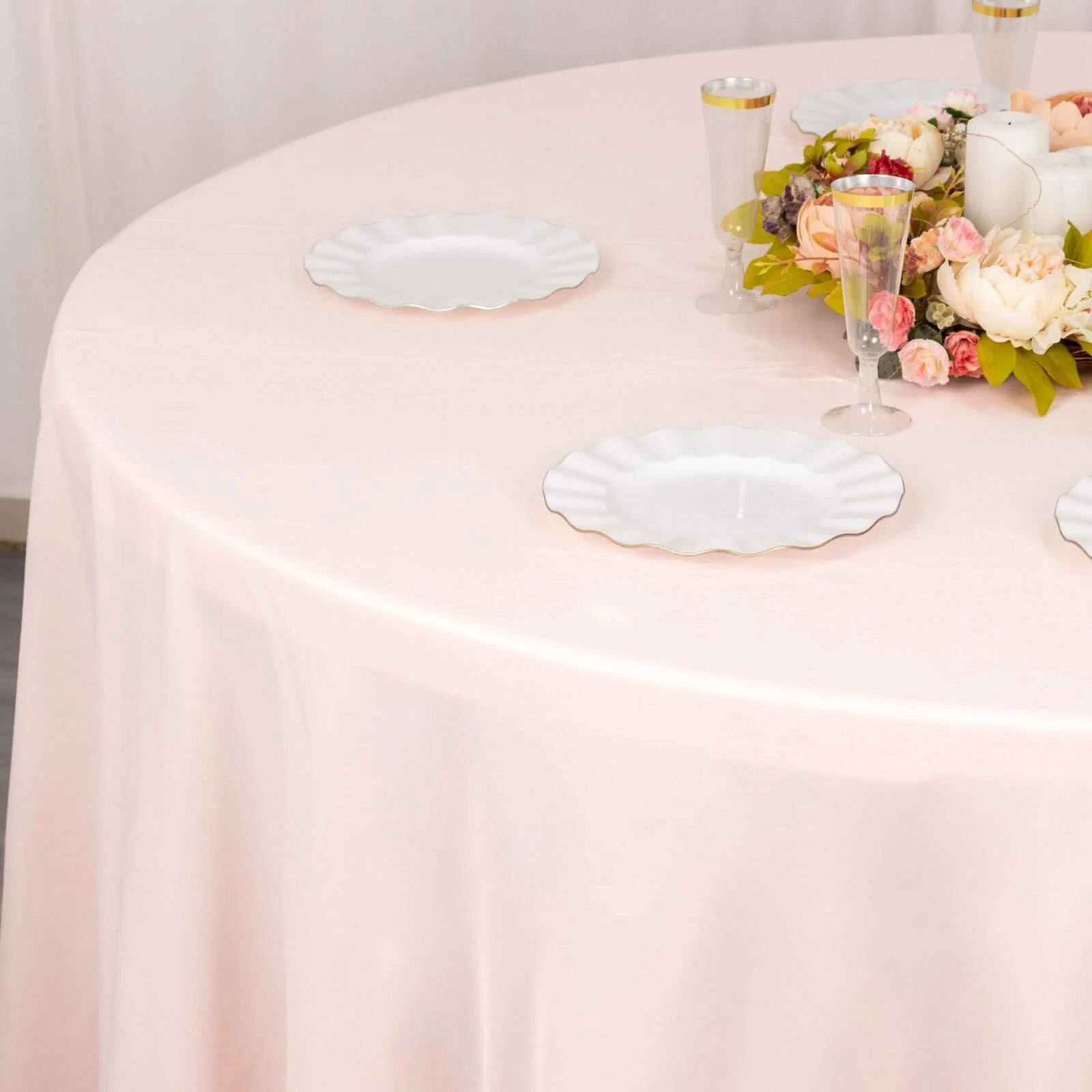 Premium Polyester 108 Round Tablecloth Blush - Wrinkle-Resistant 220GSM Table Cover