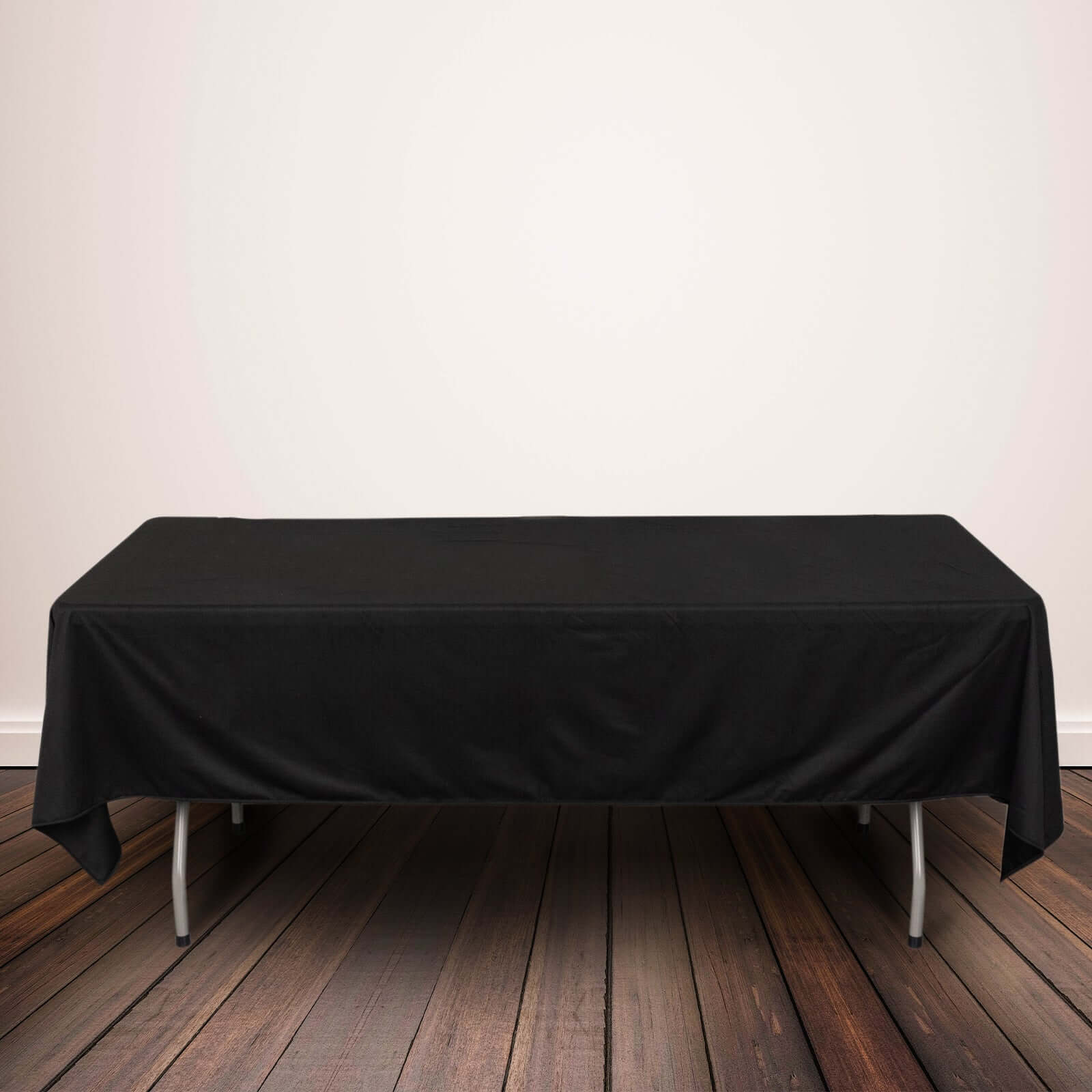 Premium Scuba Rectangular 60x102 Tablecloth Black - Wrinkle Free & Stain Resistant Table Cover for Weddings and Banquets