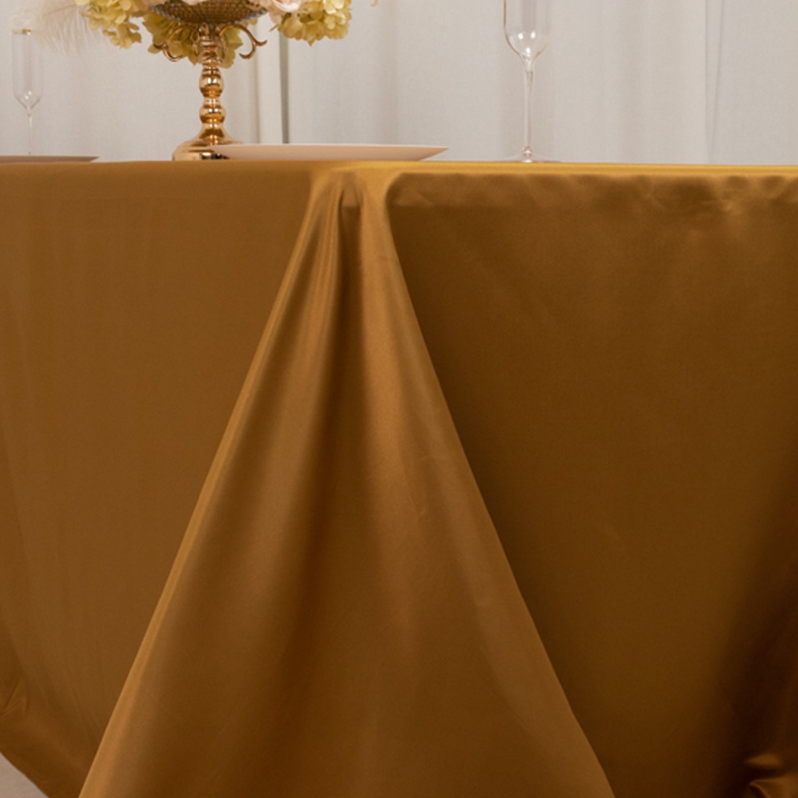 Lamour Satin 90x132 Rectangle Tablecloth Gold - Soft & Silk-Like Seamless Table Cover for Weddings & Parties