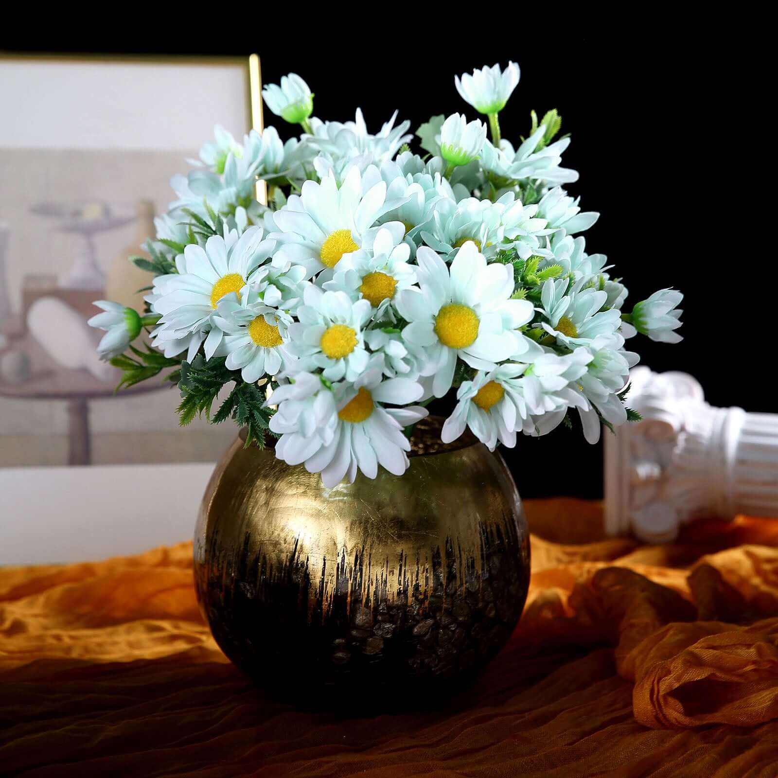 4 Bushes 11 Light Blue Artificial Silk Daisy Flower Bouquet Branches