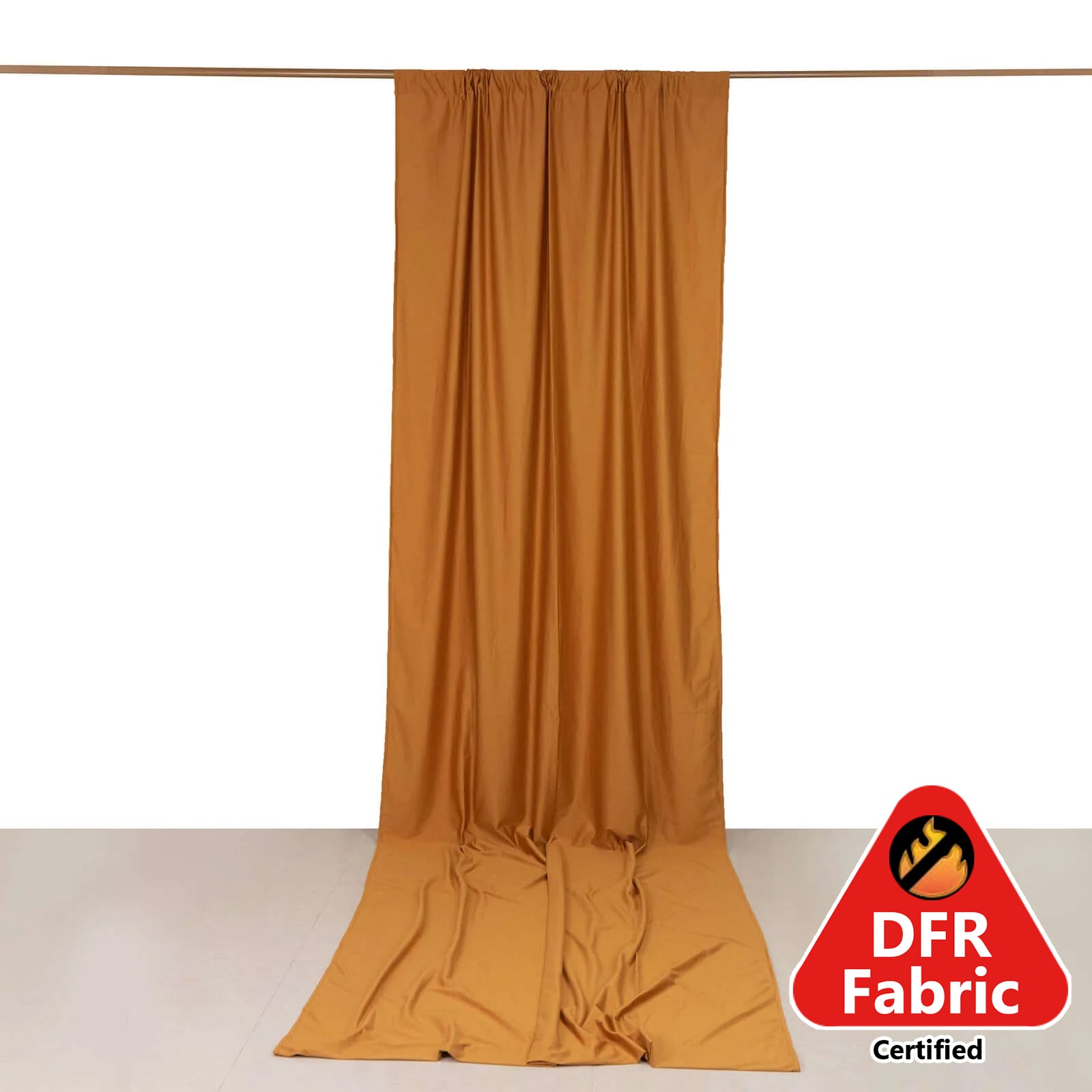 Gold Scuba Polyester Event Curtain Drapes, Durable Flame Resistant Backdrop Event Panel Wrinkle Free with Rod Pockets - 5ftx14ft