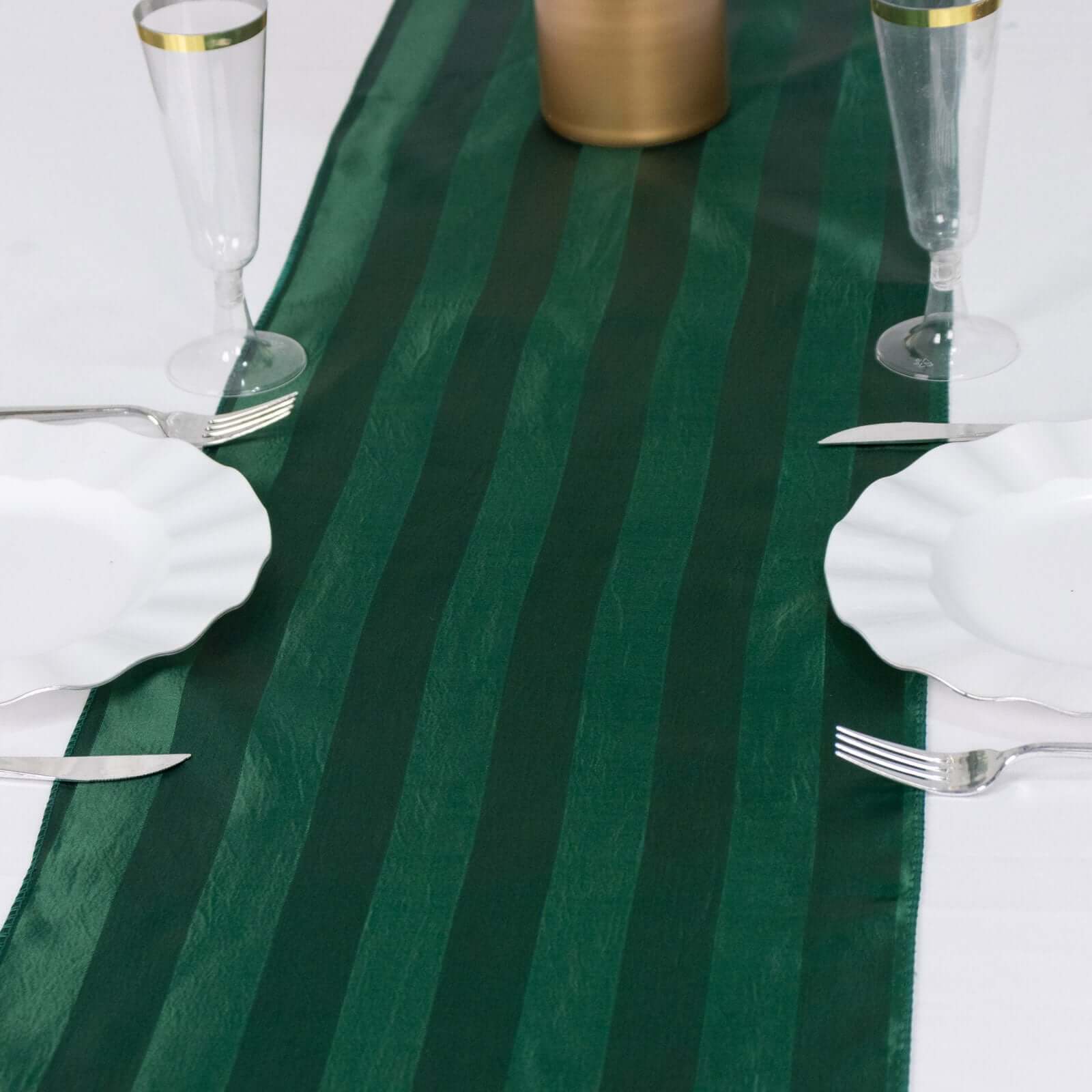 Satin 12x108 Table Runner Hunter Emerald Green - Stripe Table Decor