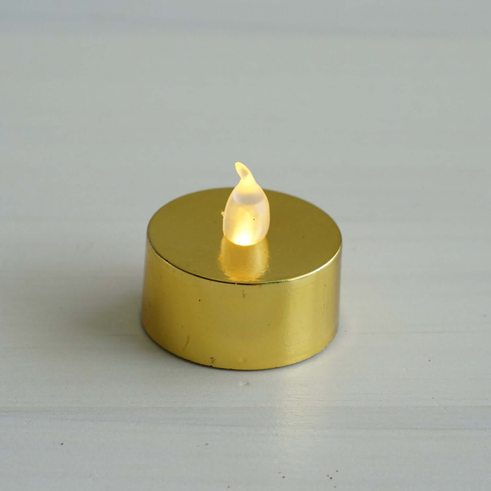 12-Pack LED Tealight Candles Metallic Gold Design - Reusable Flameless Battery Operated Lights