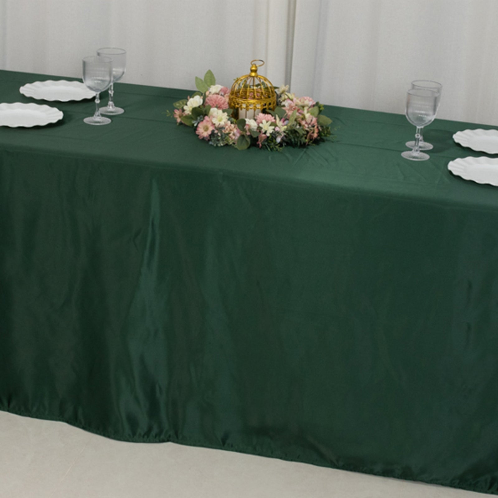 Lamour Satin 90x156 Rectangle Tablecloth Hunter Emerald - Luxurious, Soft Seamless Table Cover