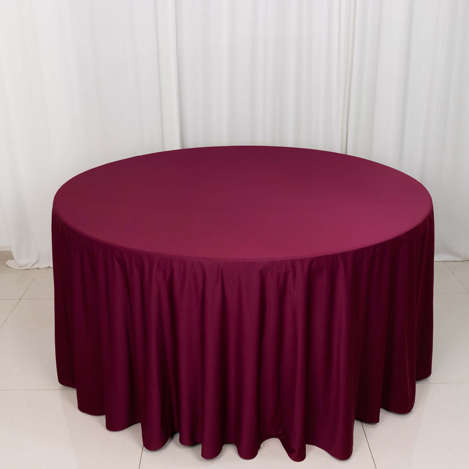 Premium Scuba Round 120 Tablecloth Burgundy - Wrinkle Free & Stain Resistant Seamless Table Cover