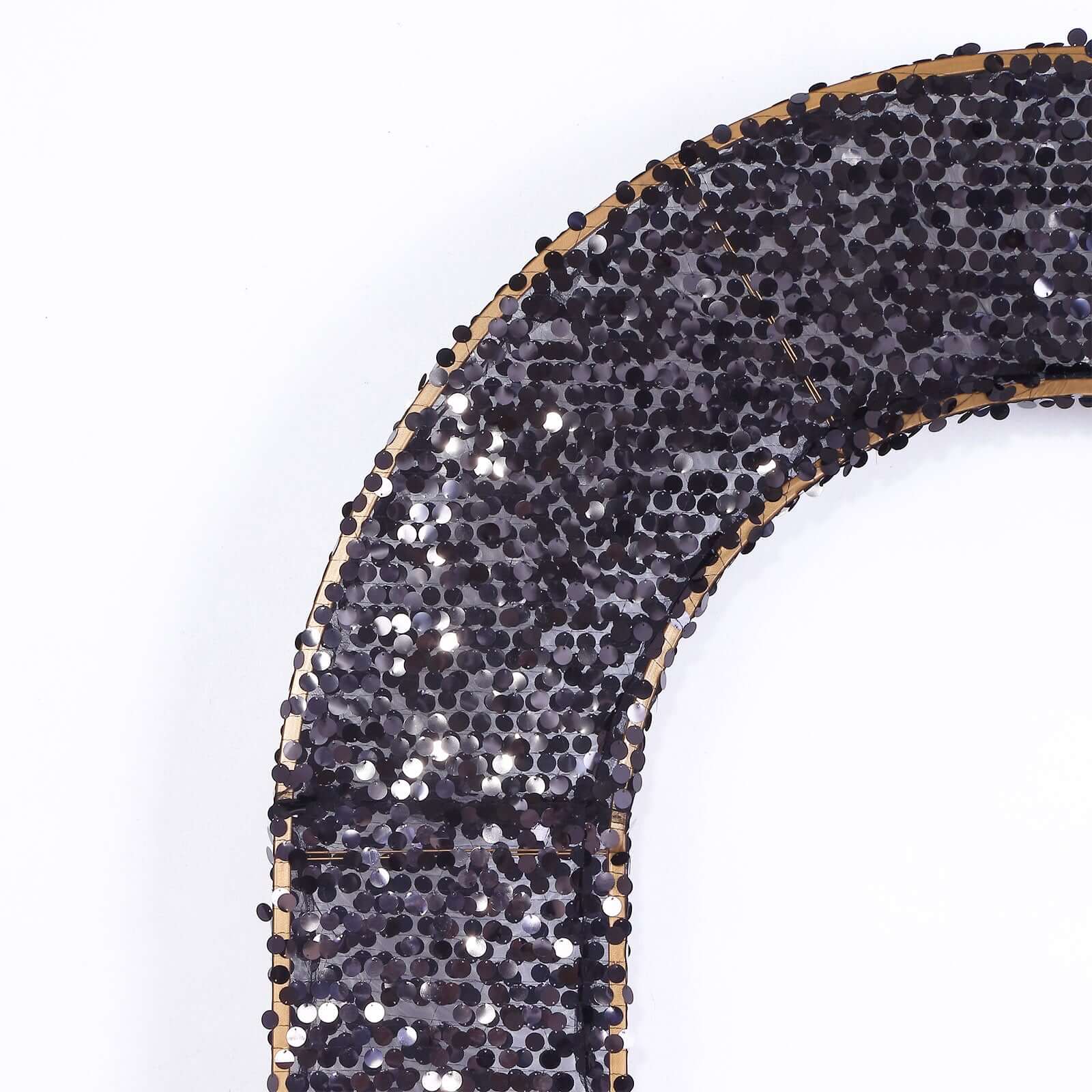 8ft Black Double Sided Big Payette Sequin Open Arch Wedding Arch Cover, U-Shaped Fitted Wedding Backdrop Slipcover