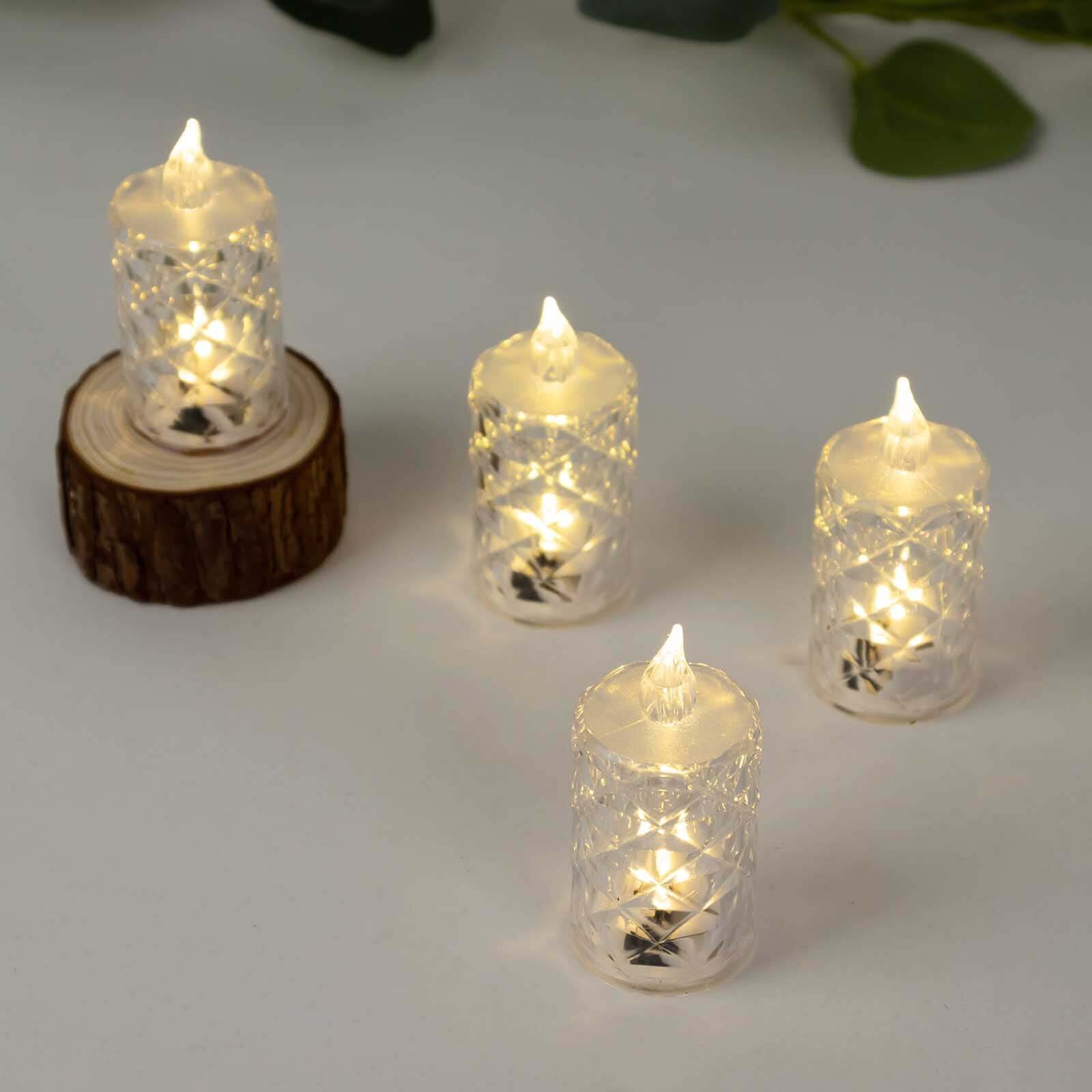 12-Pack LED Flameless Decorative Lighting Diamond Cut Warm White - Battery Operated Tealight Candles 3