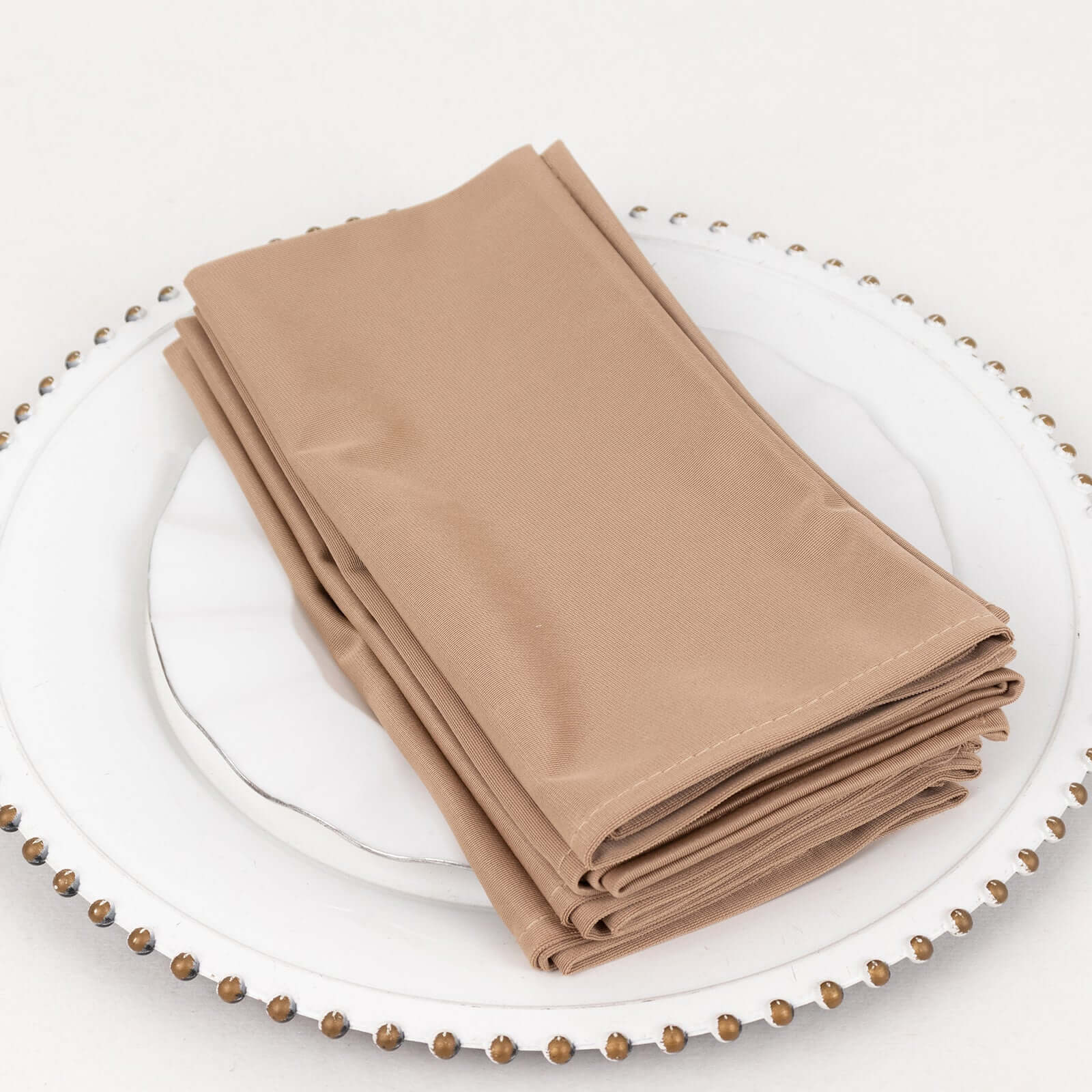 5 Pack Premium Scuba 20x20 Napkins Nude - Durable & Reusable Dinner Napkins