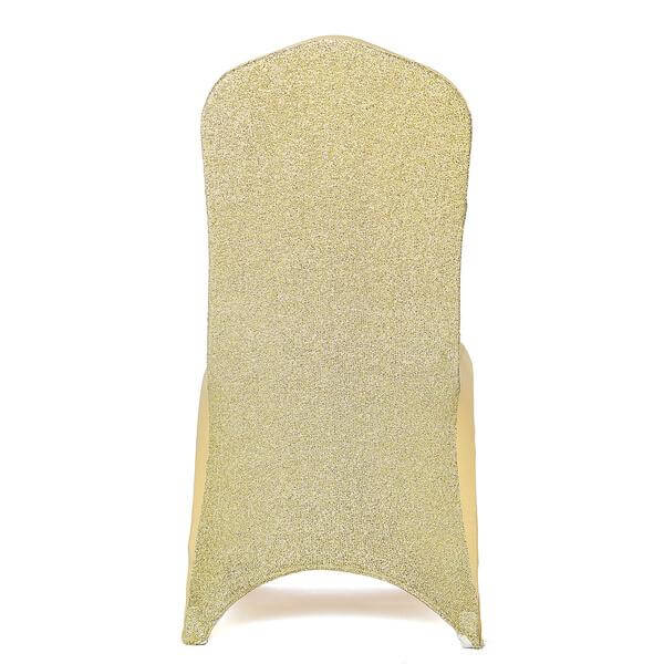 Spandex Chair Cover with Metallic Shimmer Tinsel Back for Banquet Chairs Champagne - Fitted Slipcover