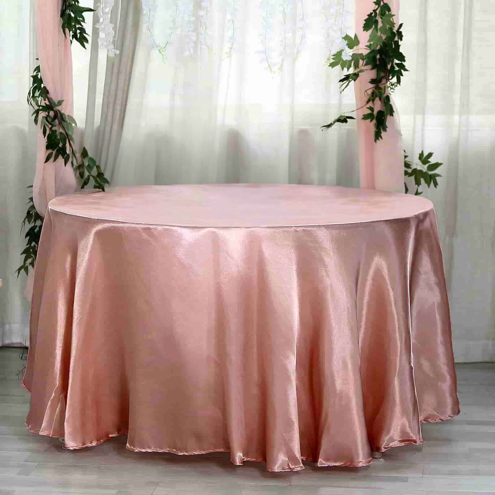 Satin 120 Round Tablecloth Dusty Rose - Stylish Seamless Table Cover