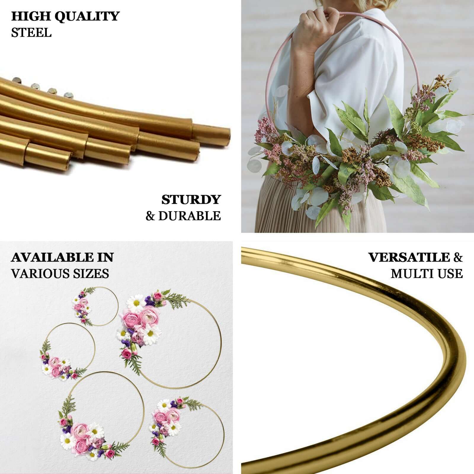 36 Gold Heavy Duty Metal Hoop Wreath, Floral Hoop