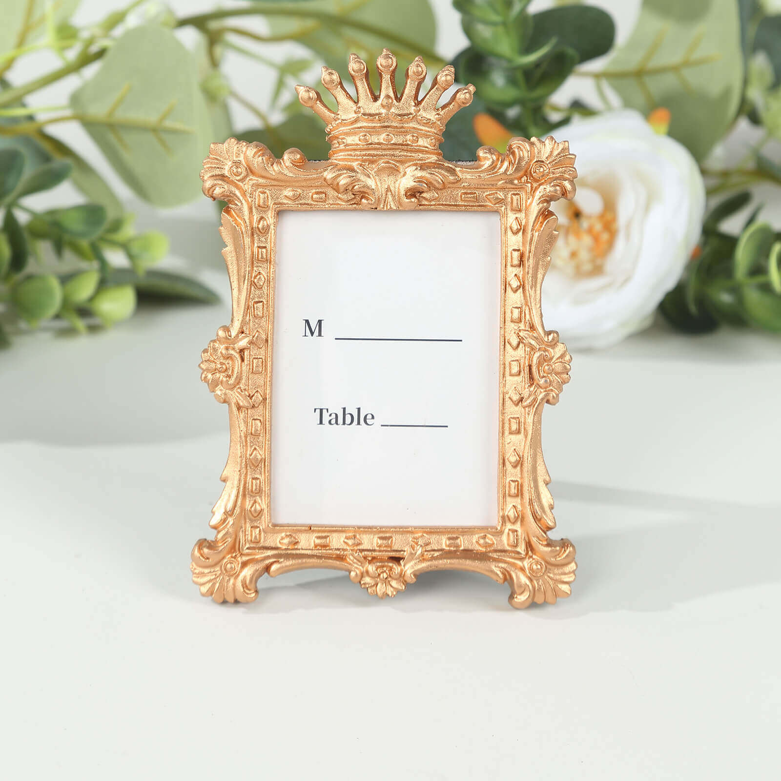 4-Pack Picture Frames Gold Resin Vintage Crown Design Rectangle - Mini Photo Frame Wedding Place Card Holders & Party Favors 4.5x3