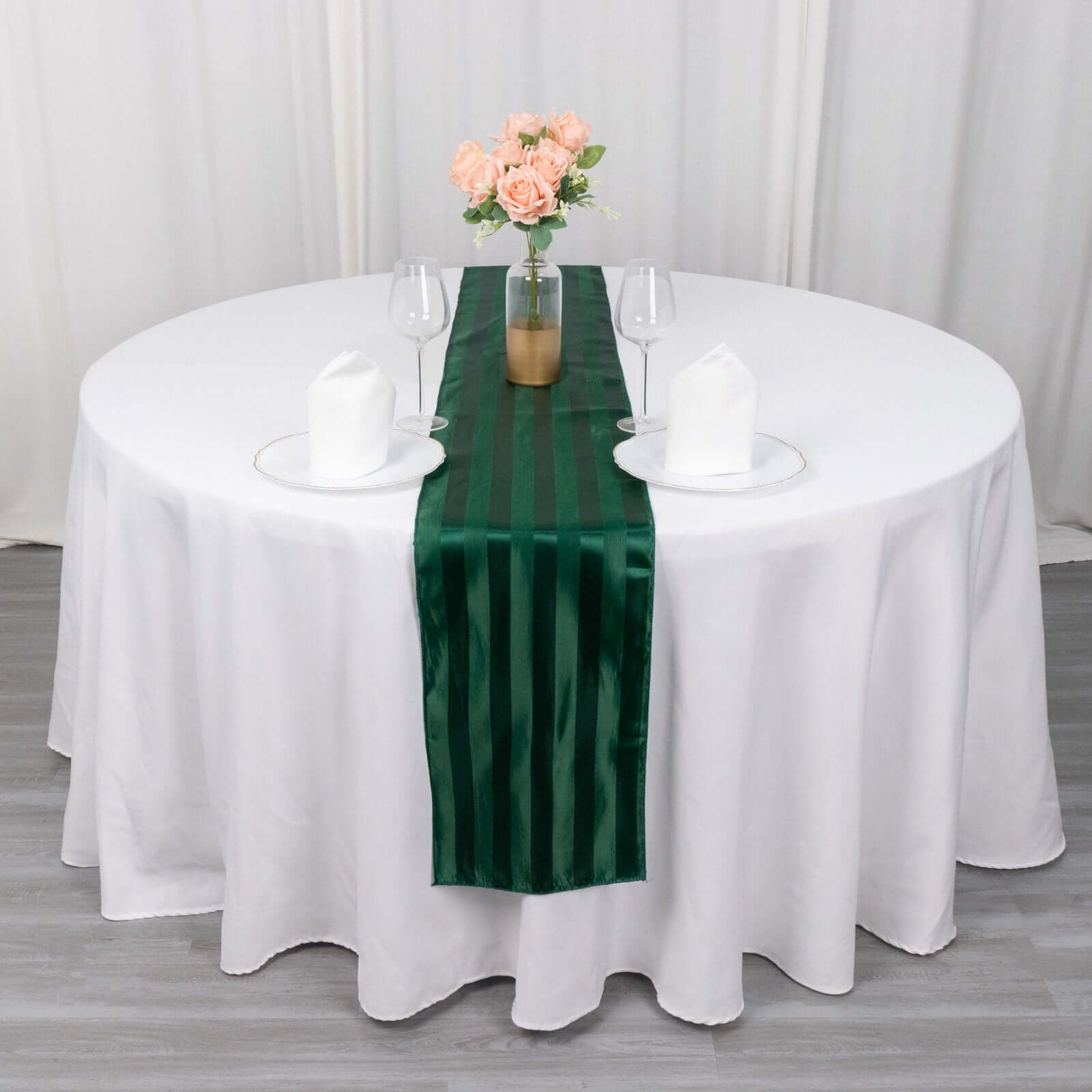 Satin 12x108 Table Runner Hunter Emerald Green - Stripe Table Decor