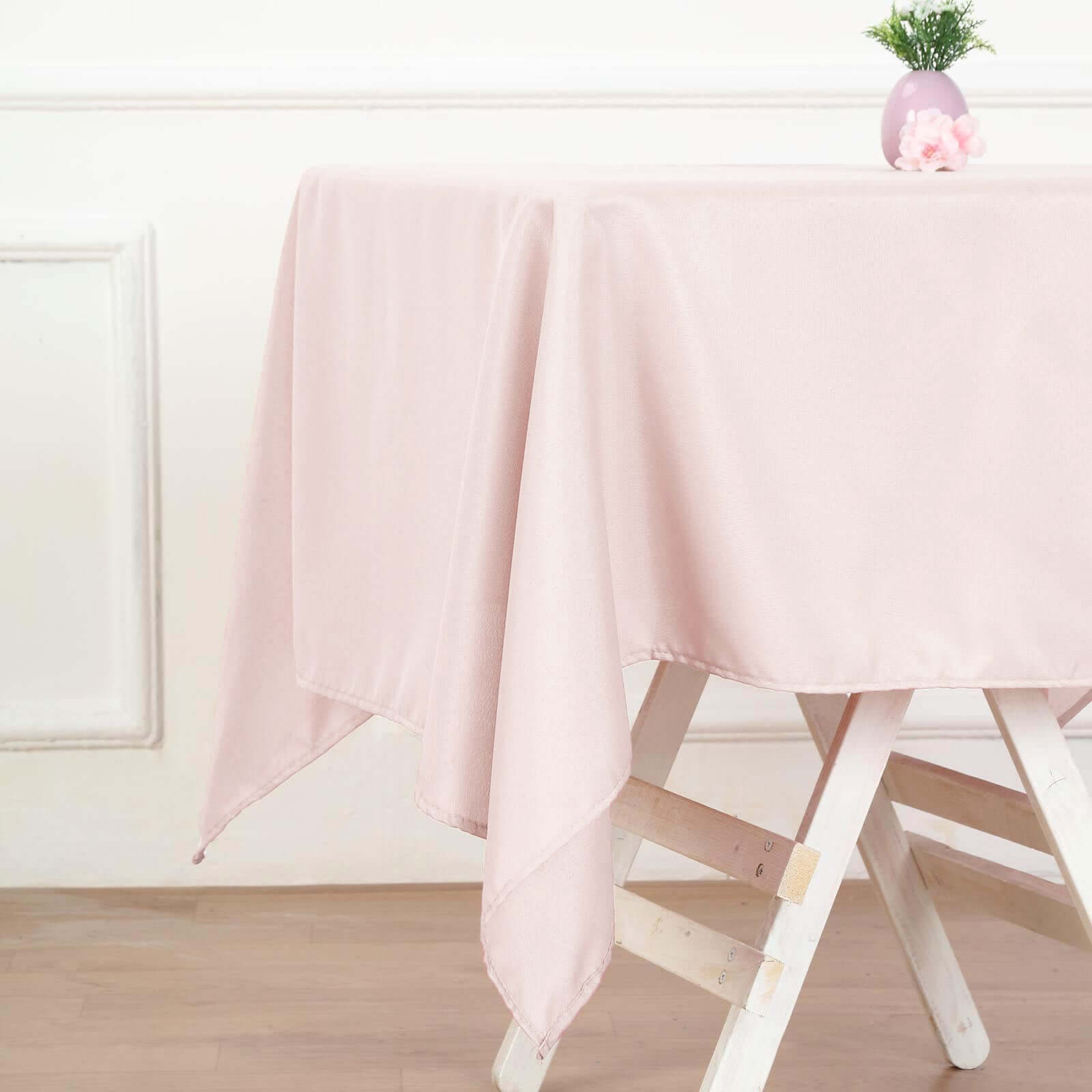 Polyester 54x54 Table Overlay Square Tablecloth Blush - Wrinkle-Resistant & Durable Table Cover