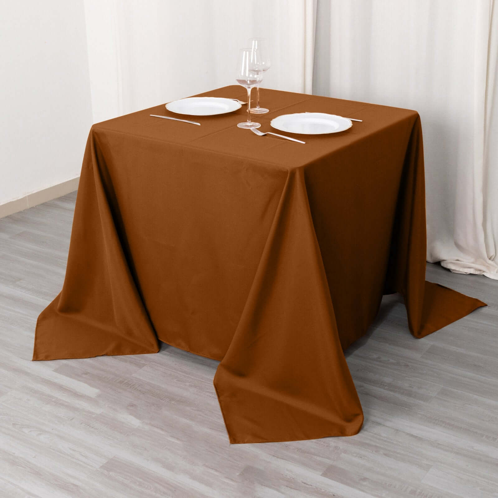 Polyester Square 90x90 Tablecloth Cinnamon Brown - Wrinkle-Resistant & Durable Table Cover